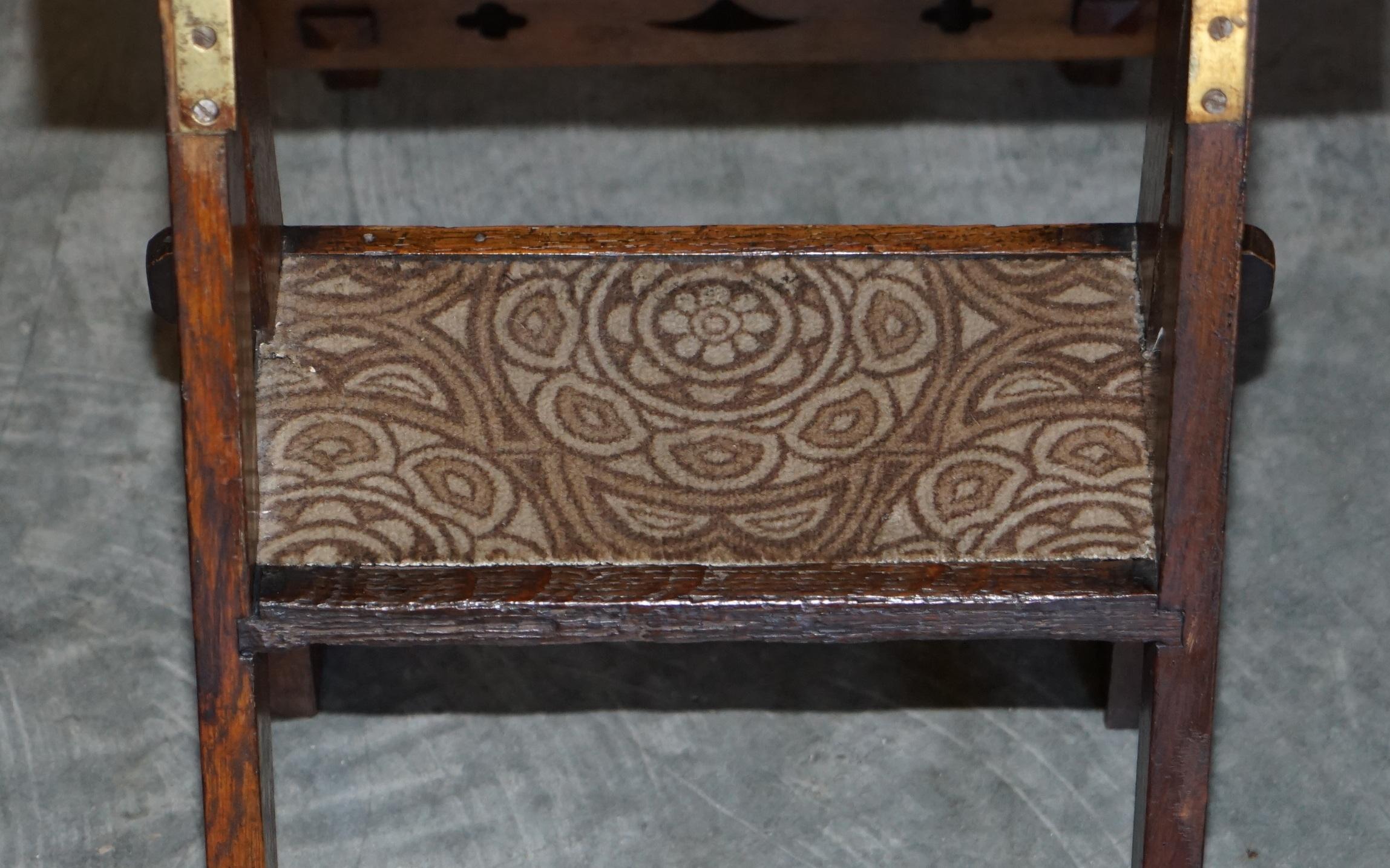 Antique Arts & Crafts Metamorphic Library Steps William Morris Carpet Upholstery For Sale 12