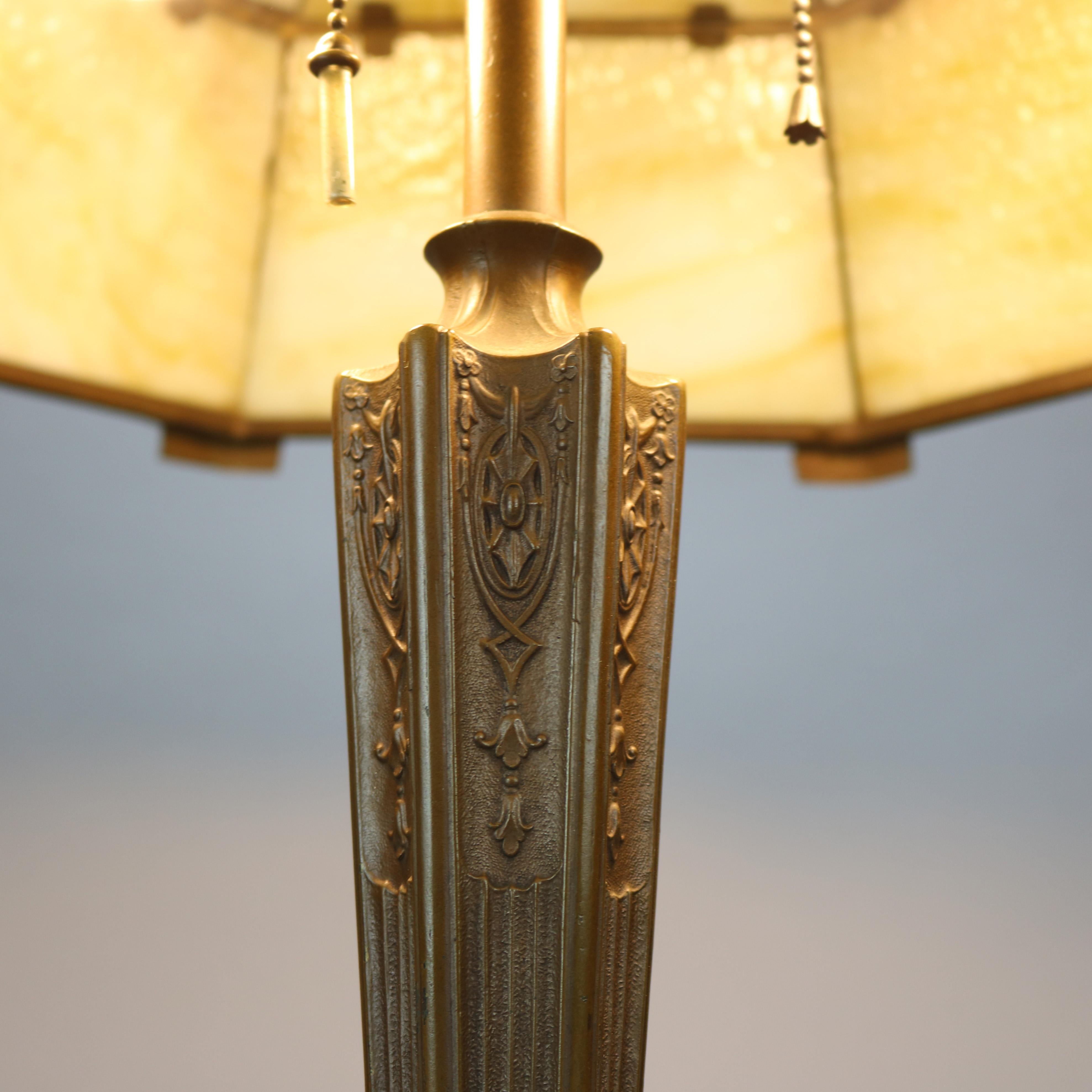 20th Century Antique Arts & Crafts Miller Lamp Co. School Slag Glass Lamp, c1920