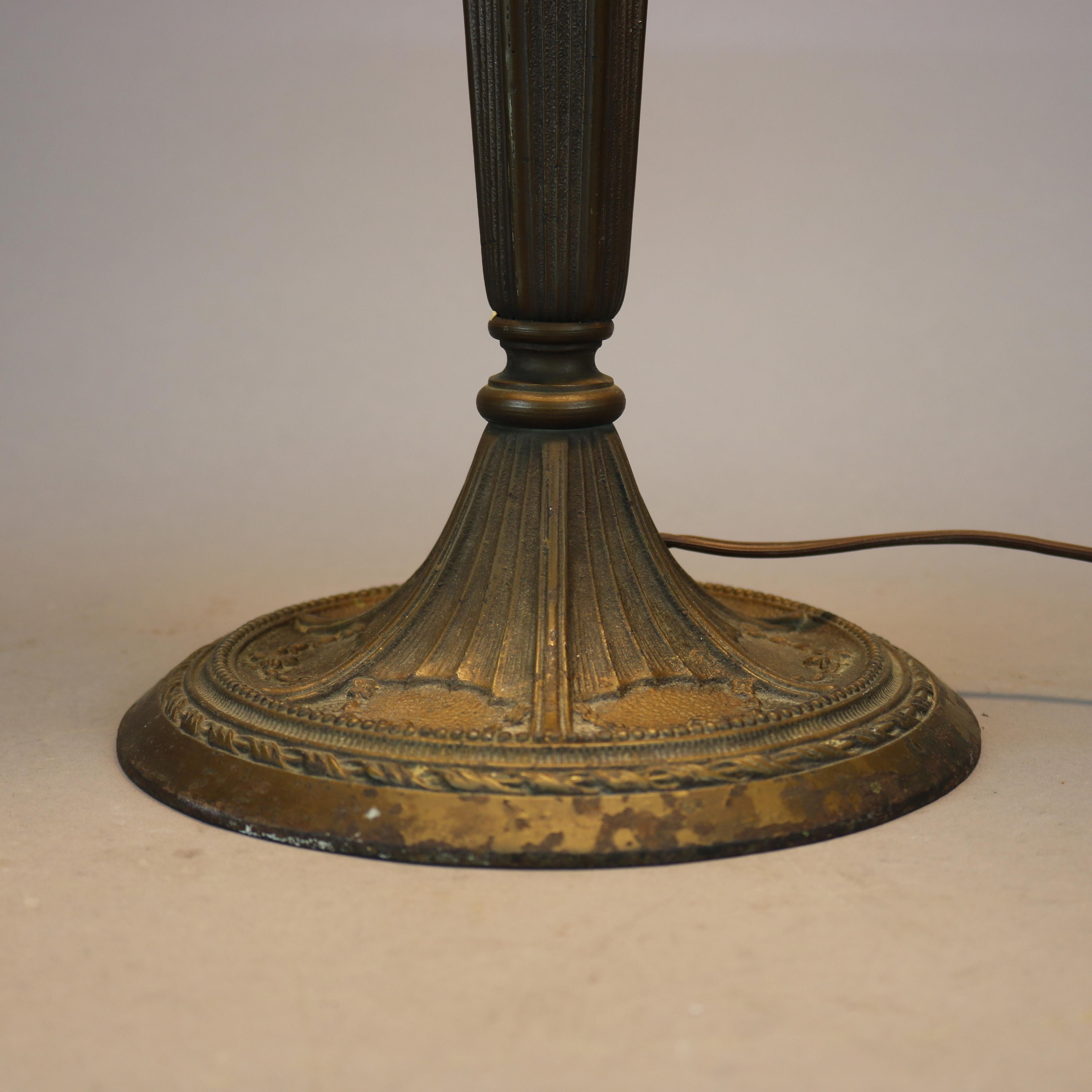 Antique Arts & Crafts Miller Lamp Co. School Slag Glass Lamp, c1920 1