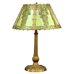 Antique Arts & Crafts Miller Lamp Co. School Slag Glass Table Lamp, Circa 1920