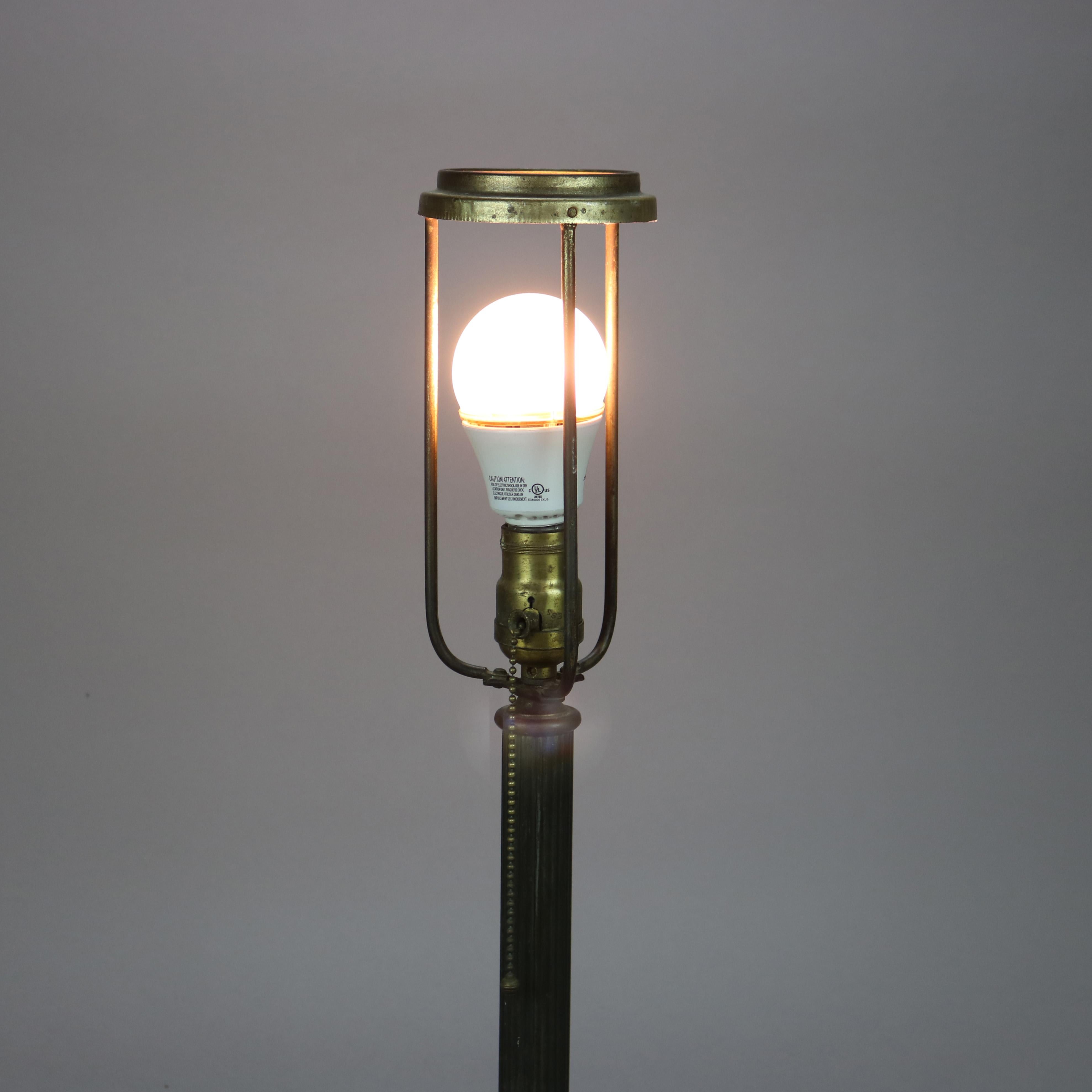 20th Century Antique Arts & Crafts Miller Lamp Co. Slag Glass Table Lamp circa 1920