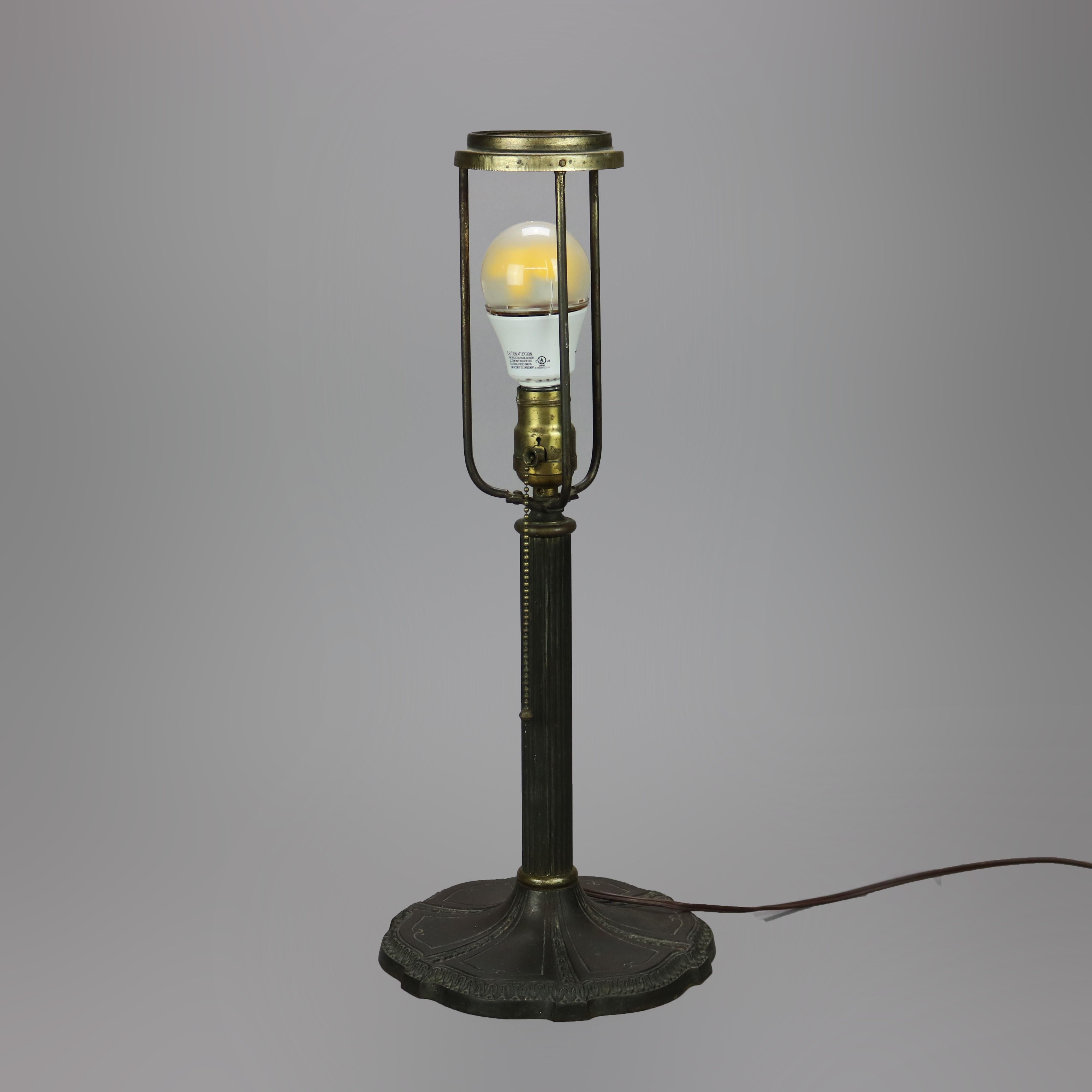 Antique Arts & Crafts Miller Lamp Co. Slag Glass Table Lamp circa 1920 1