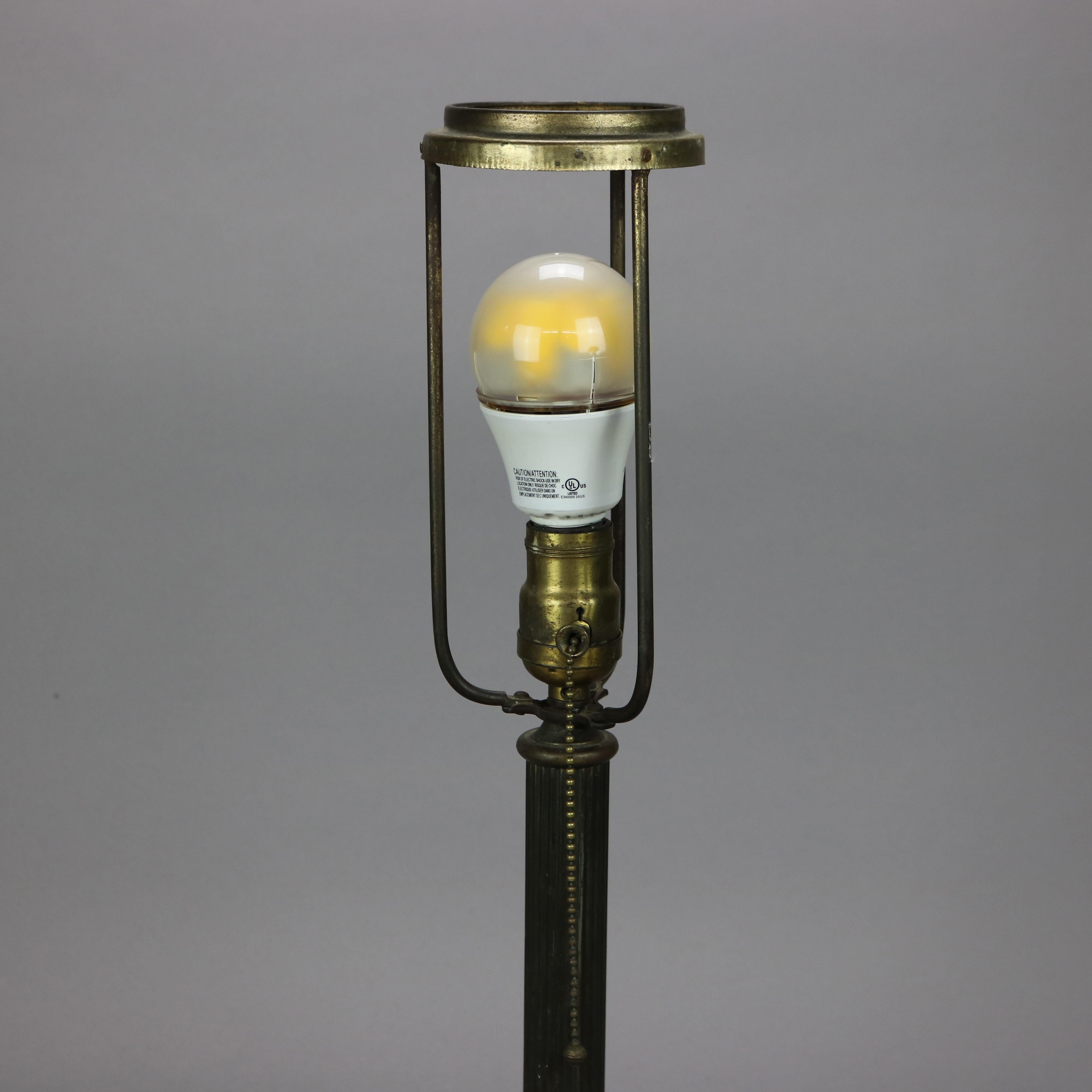 Antique Arts & Crafts Miller Lamp Co. Slag Glass Table Lamp circa 1920 2