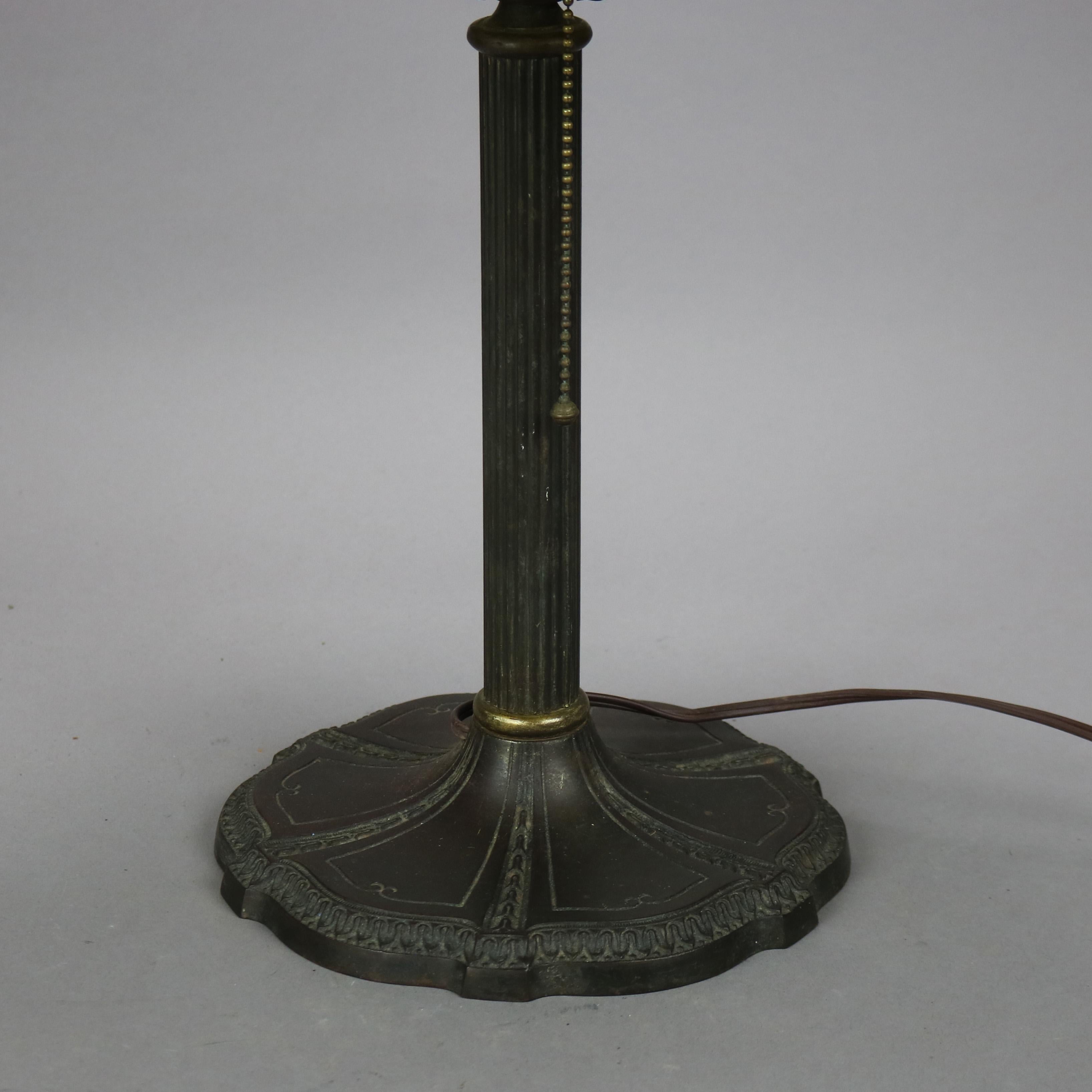 Antique Arts & Crafts Miller Lamp Co. Slag Glass Table Lamp circa 1920 3