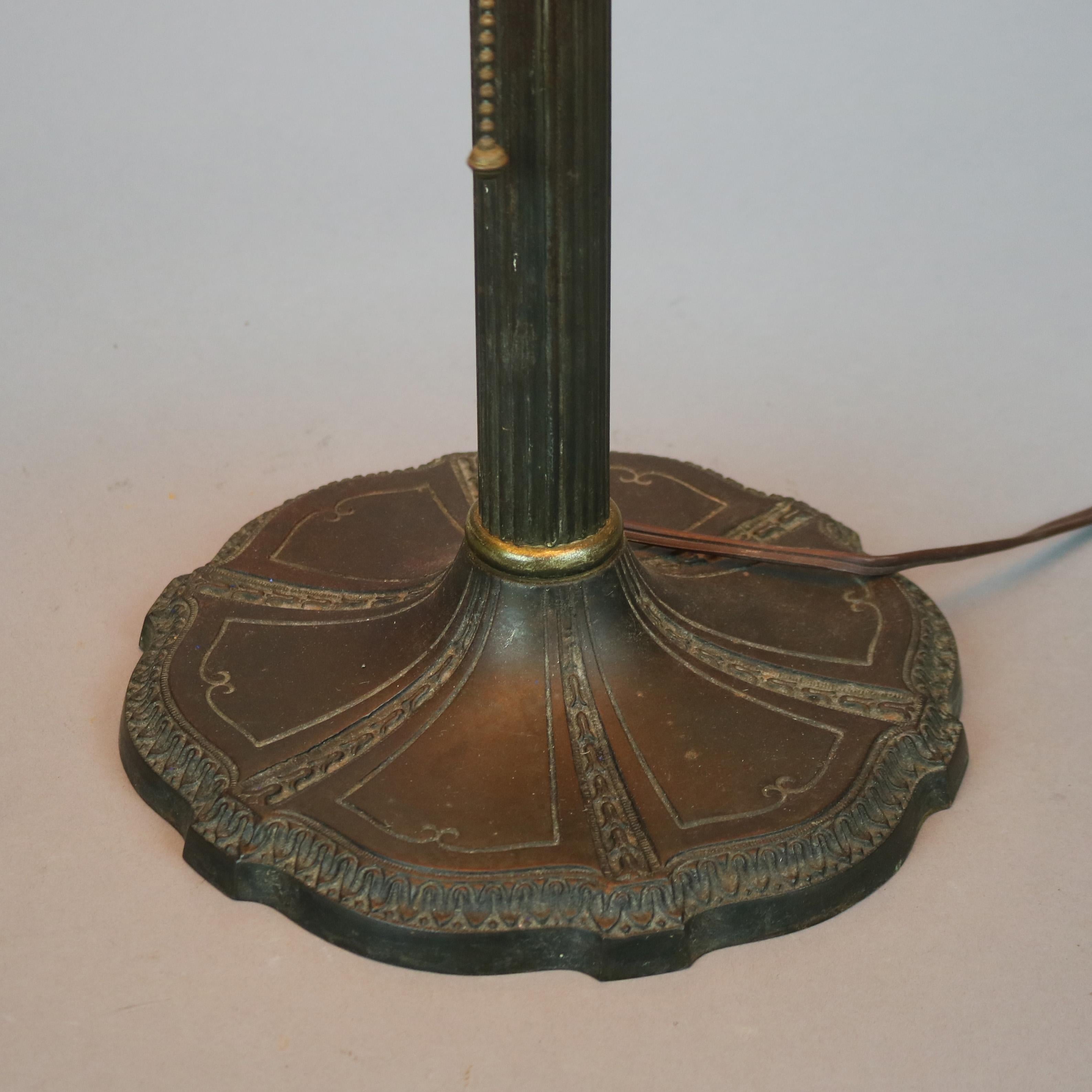 Antique Arts & Crafts Miller Lamp Co. Slag Glass Table Lamp circa 1920 4