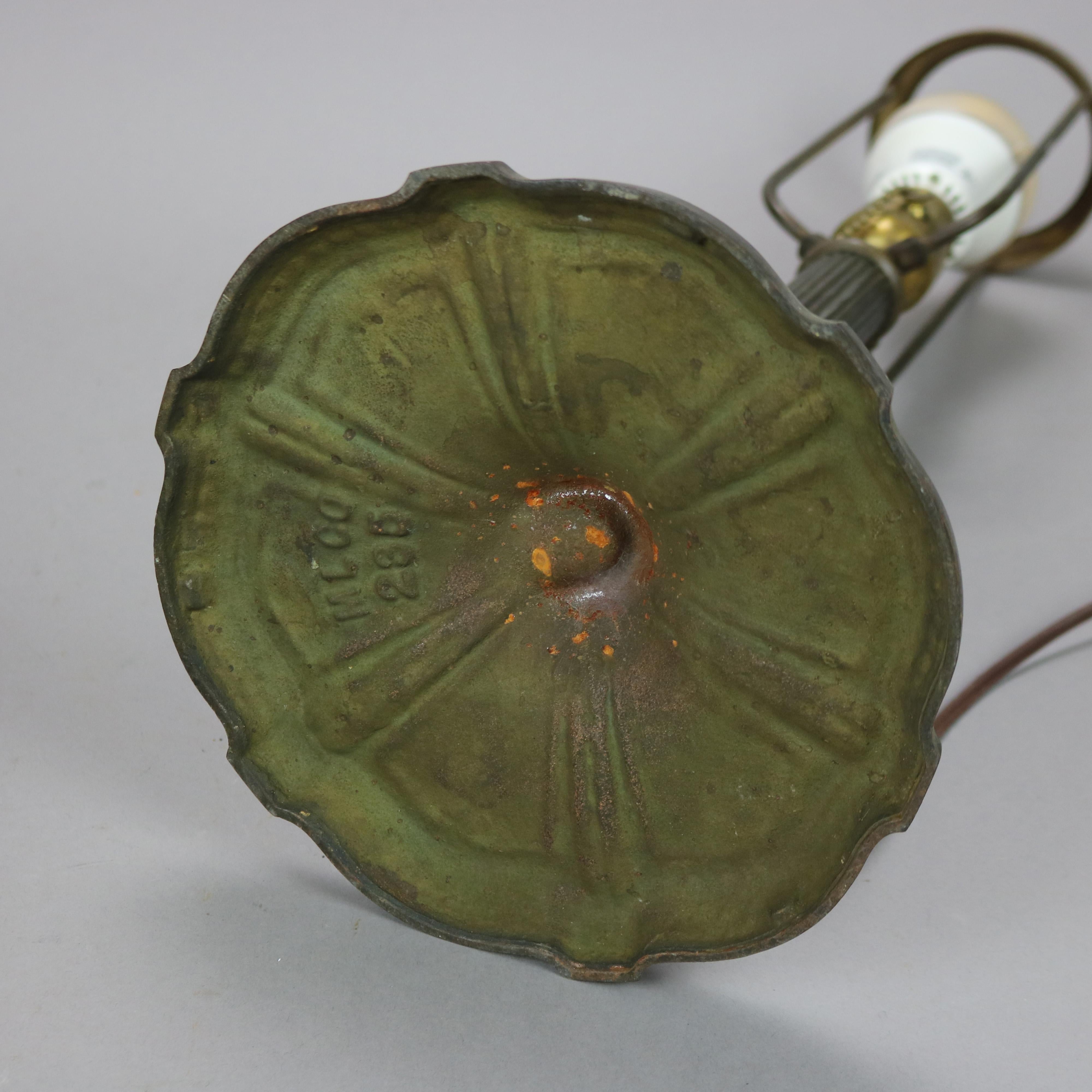 Antique Arts & Crafts Miller Lamp Co. Slag Glass Table Lamp circa 1920 5