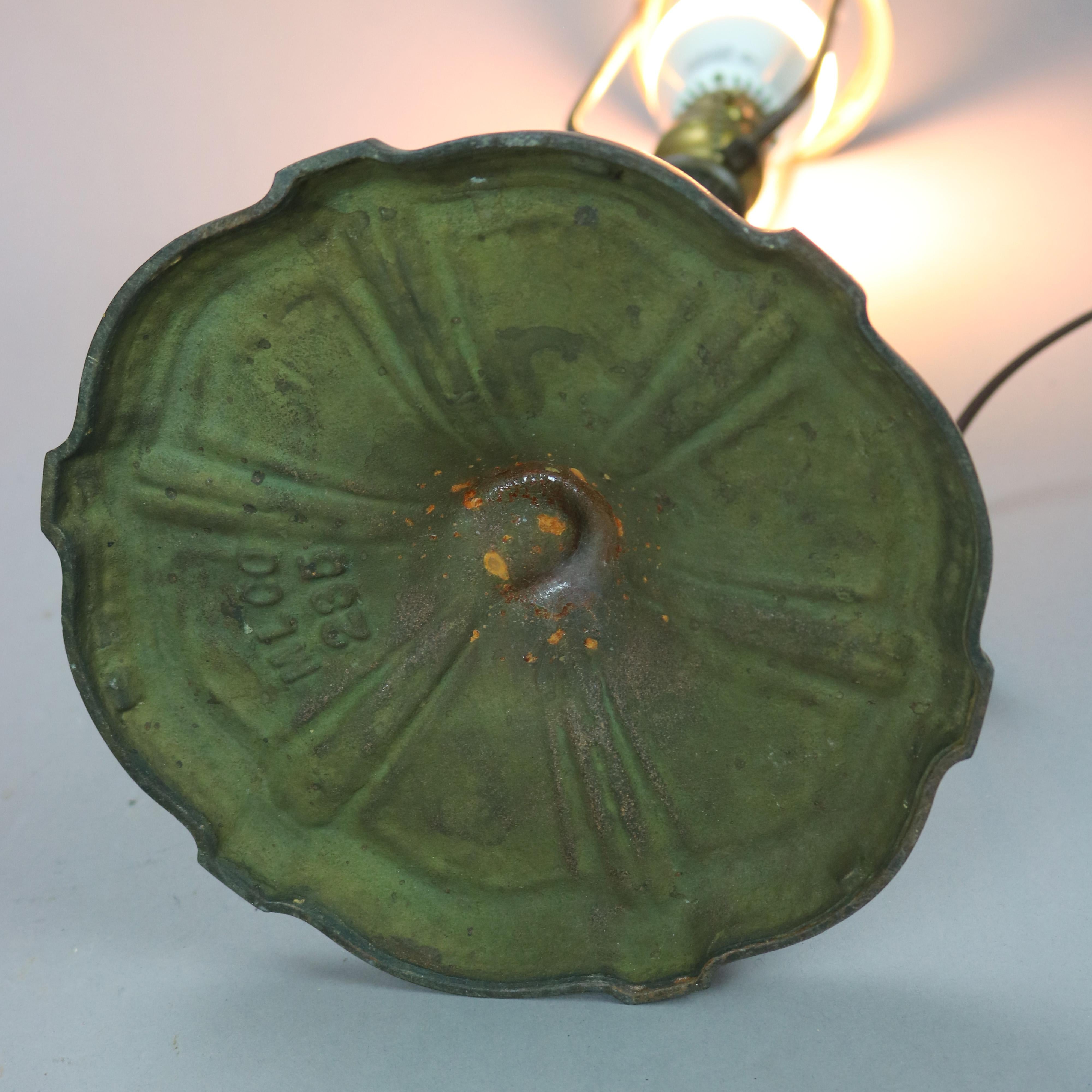 Antique Arts & Crafts Miller Lamp Co. Slag Glass Table Lamp circa 1920 6
