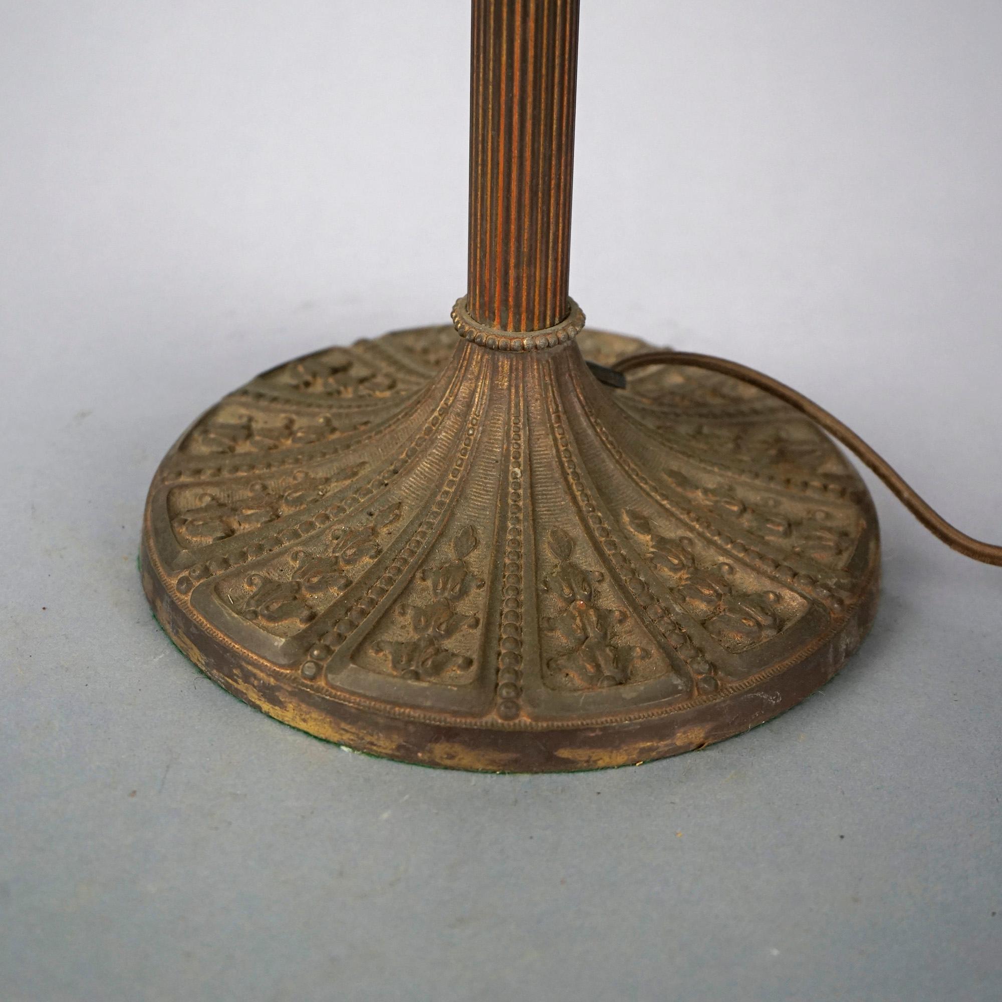 American Antique Arts & Crafts Miller Slag Glass Table Lamp, circa 1920