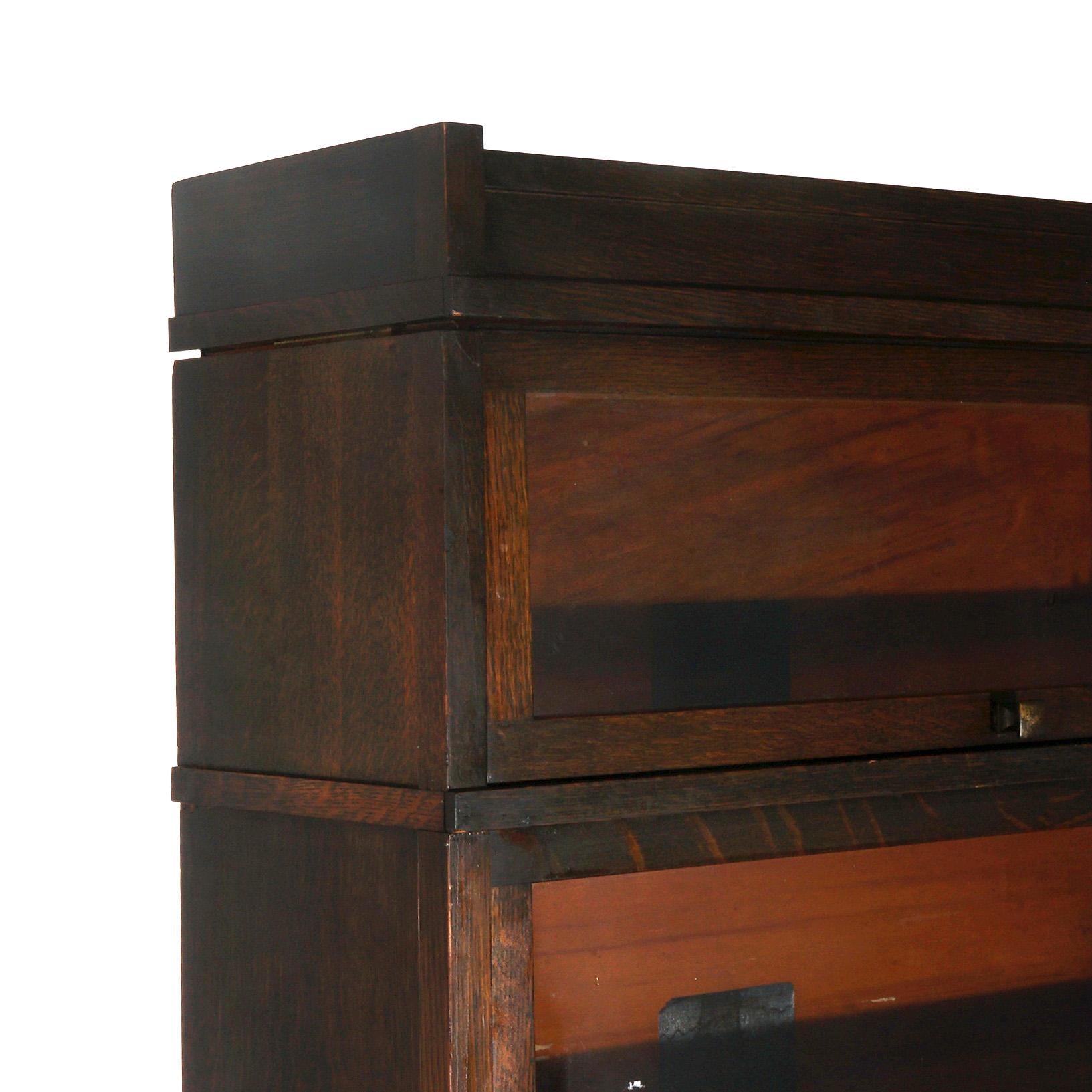 Antiguo Arts & Crafts Mission Globe Wernicke Secretario de barrister de roble de cinco pilas en venta 6