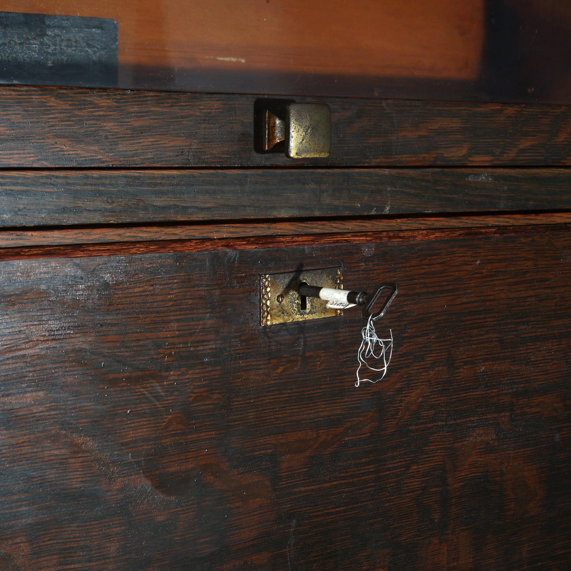 Antiguo Arts & Crafts Mission Globe Wernicke Secretario de barrister de roble de cinco pilas en venta 7