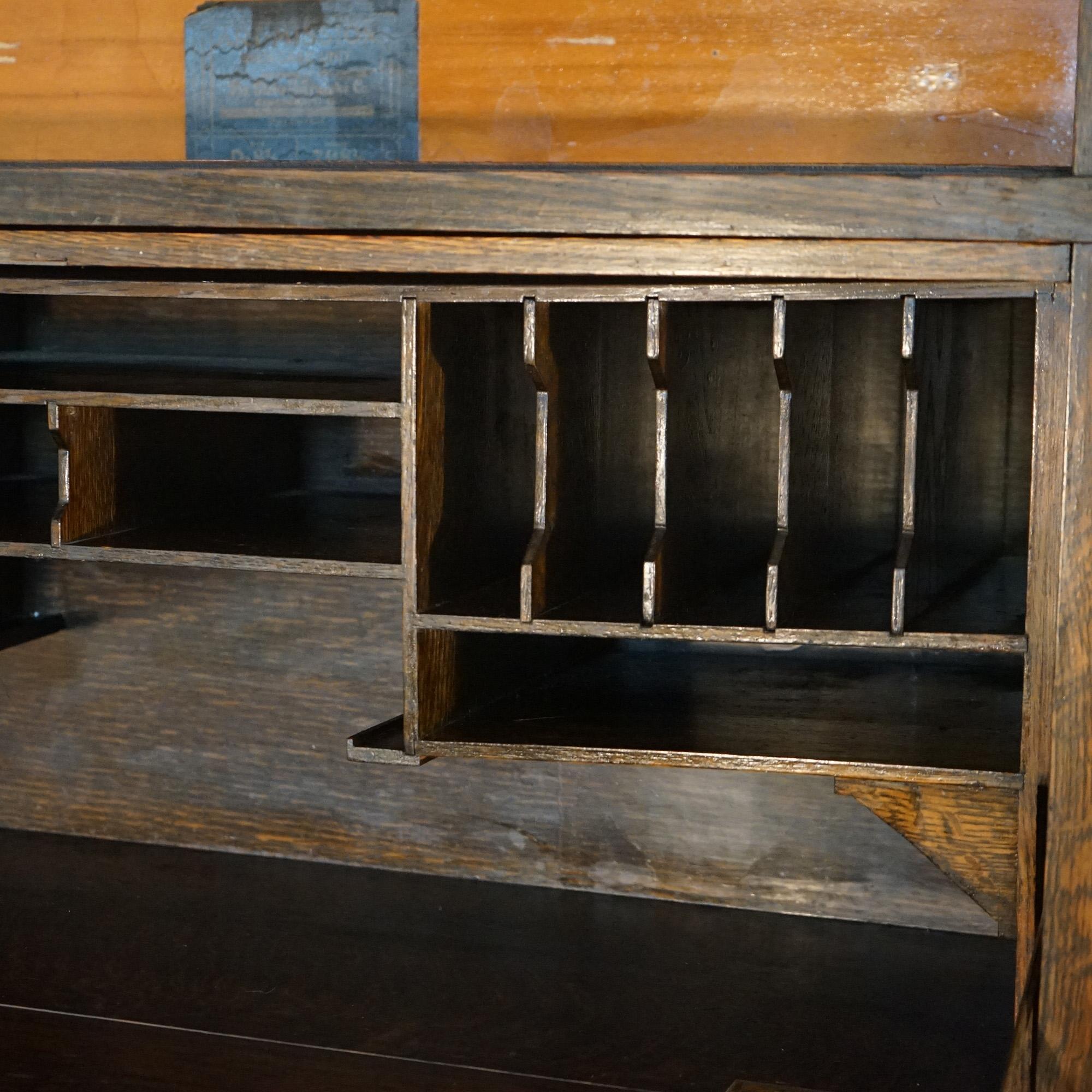 Antiguo Arts & Crafts Mission Globe Wernicke Secretario de barrister de roble de cinco pilas en venta 1