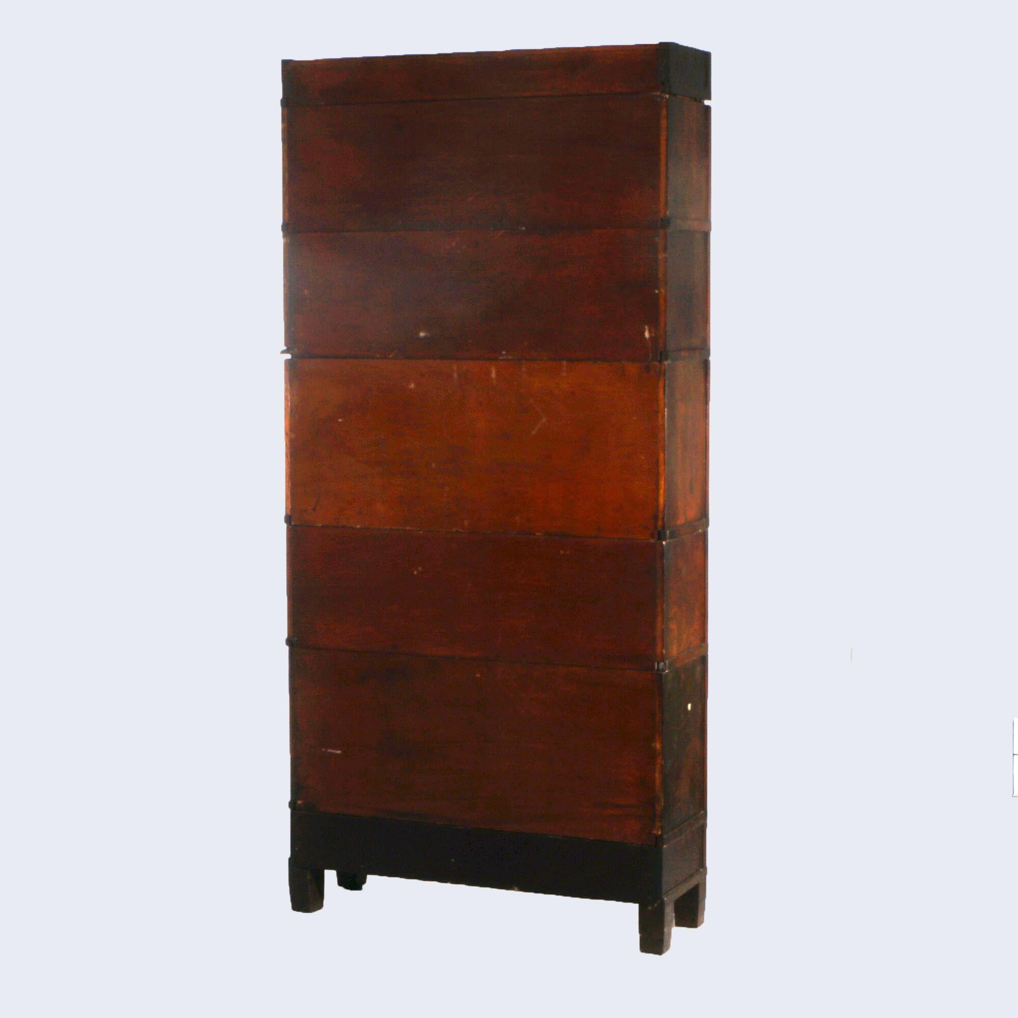 Antiguo Arts & Crafts Mission Globe Wernicke Secretario de barrister de roble de cinco pilas en venta 3