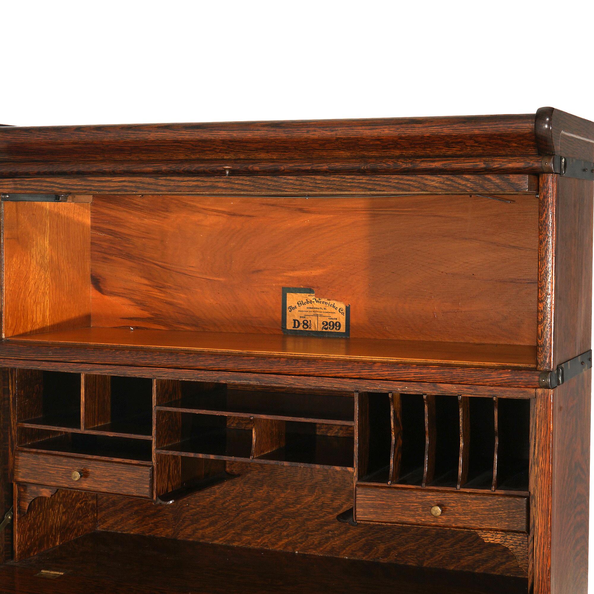 Antique Arts & Crafts Mission Globe Wernicke Oak Four Stack Barrister Bookcase In Good Condition In Big Flats, NY