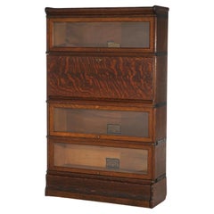 Antique Arts & Crafts Mission Globe Wernicke Oak Four Stack Barrister Bookcase
