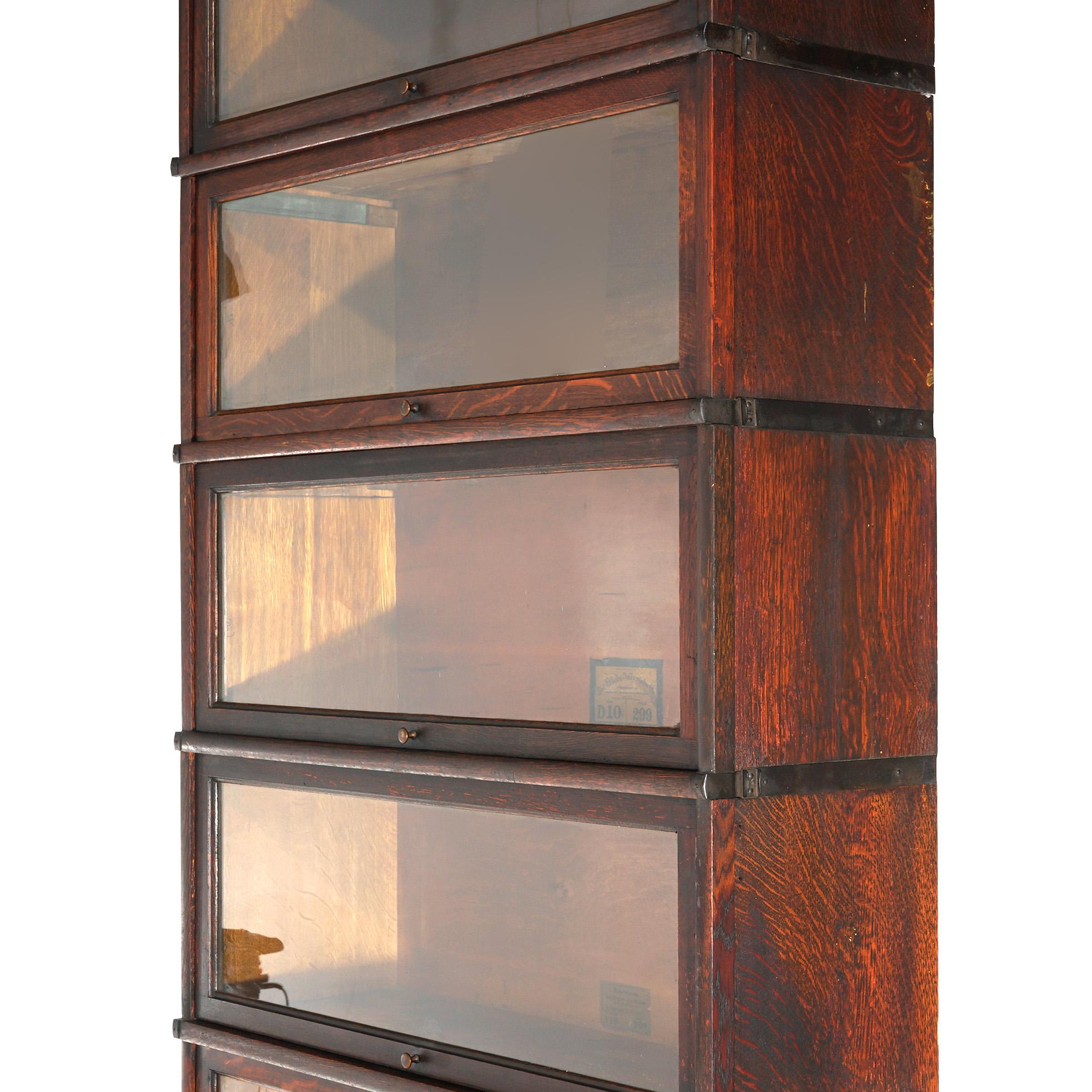 20th Century Antique Arts & Crafts Mission Globe Wernicke Six-Stack Barrister Bookcase c1910