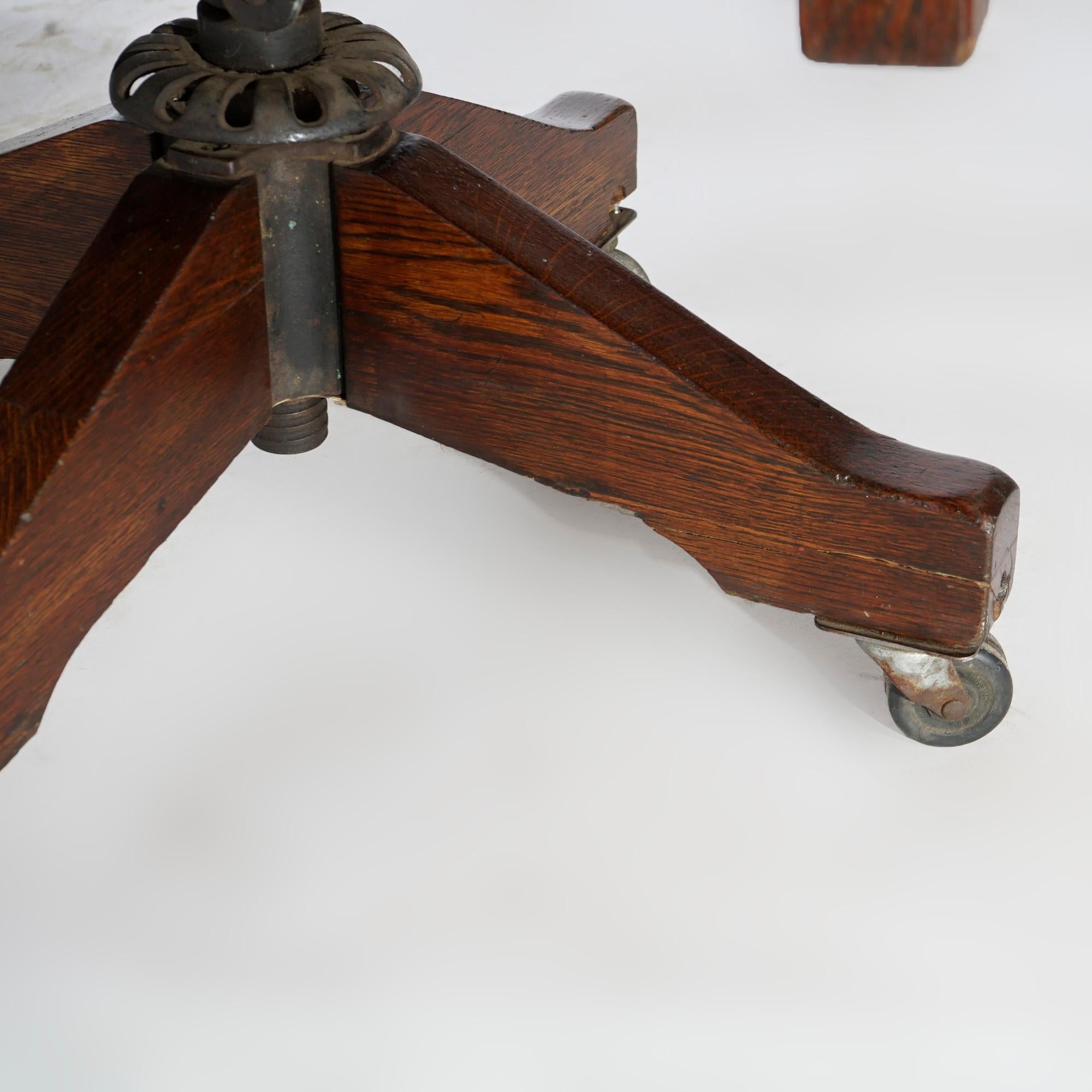 Antique Arts & Crafts Mission L & JG Handcraft Stickley Swivel Office Desk Chair 6
