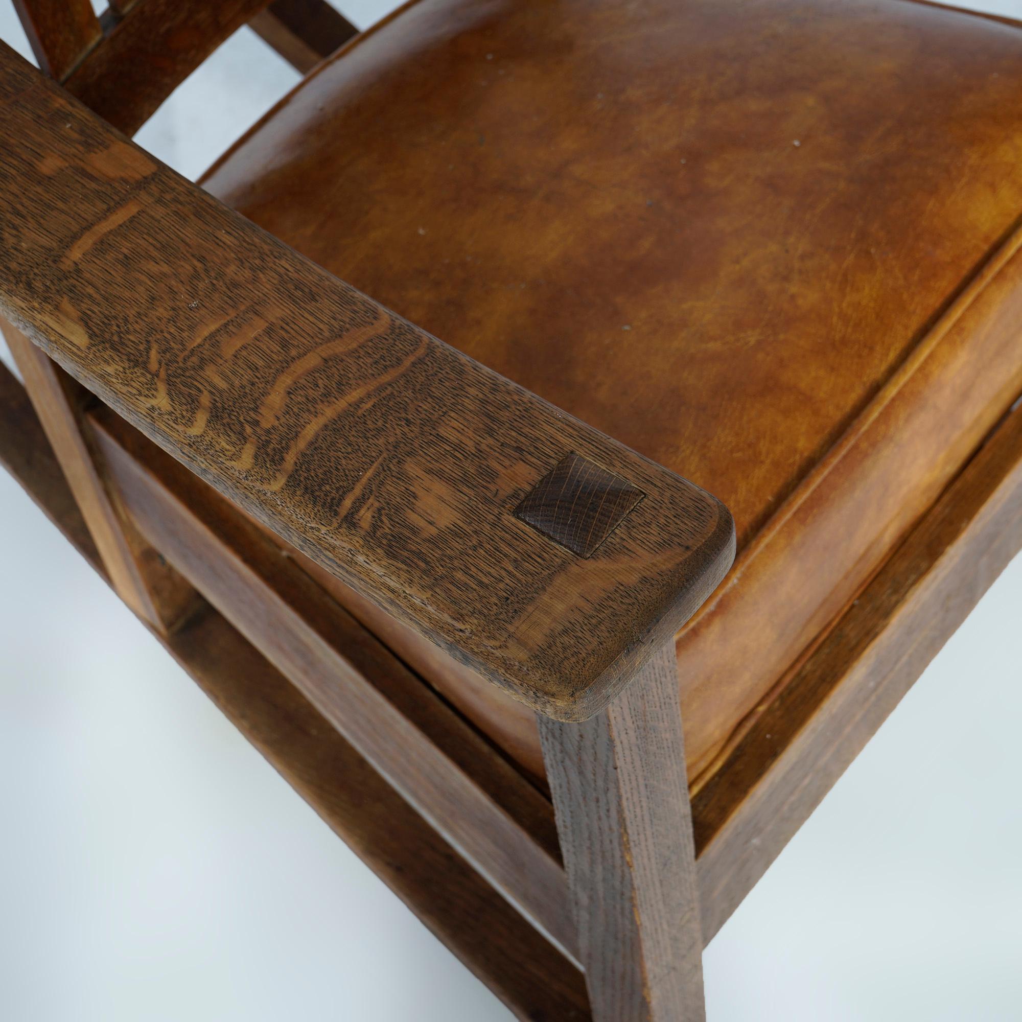 Antique Arts & Crafts Mission Limbert Oak Rocking Chair Circa 1910 2