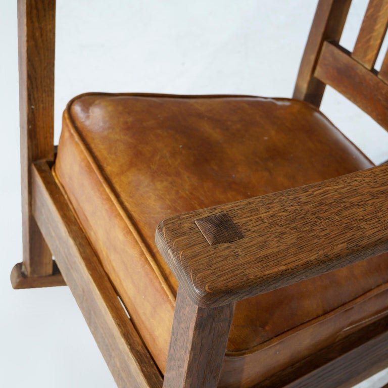 Antique Arts & Crafts Mission Limbert Oak Rocking Chair Circa 1910 5