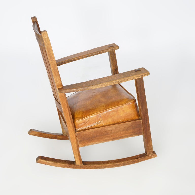 20th Century Antique Arts & Crafts Mission Limbert Oak Rocking Chair Circa 1910