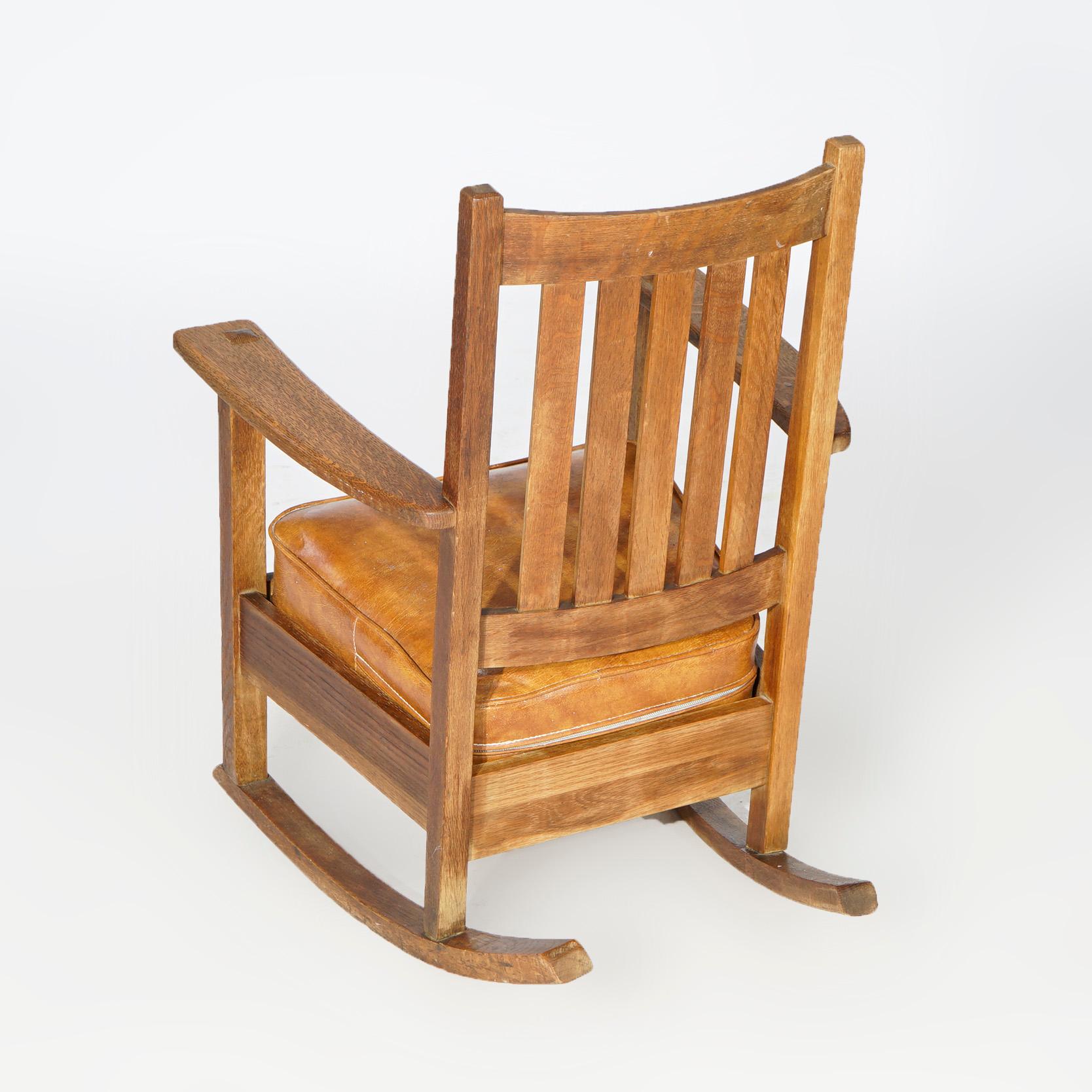 20th Century Antique Arts & Crafts Mission Limbert Oak Rocking Chair Circa 1910