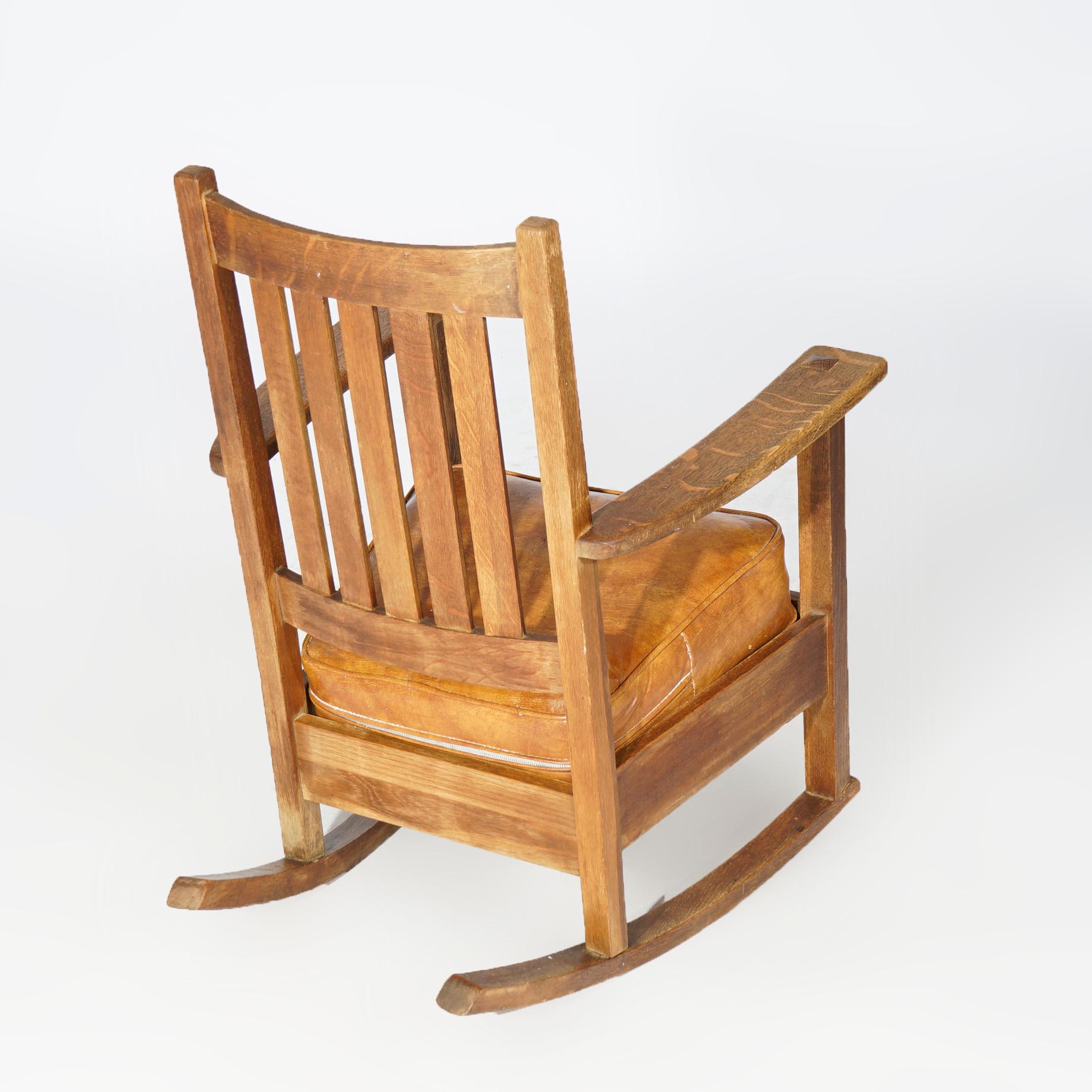 Antique Arts & Crafts Mission Limbert Oak Rocking Chair Circa 1910 1