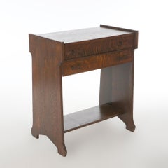 Antique Arts & Crafts Mission Limbert School Oak Two-Drawer Stand Circa 1910