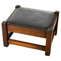 Tabouret ancien Mission Arts & Crafts en acajou avec pieds, vers 1910