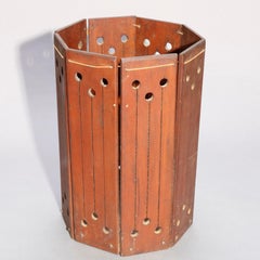 Antique Arts & Crafts Mission Mahogany Wastebasket with Stylized Cutouts