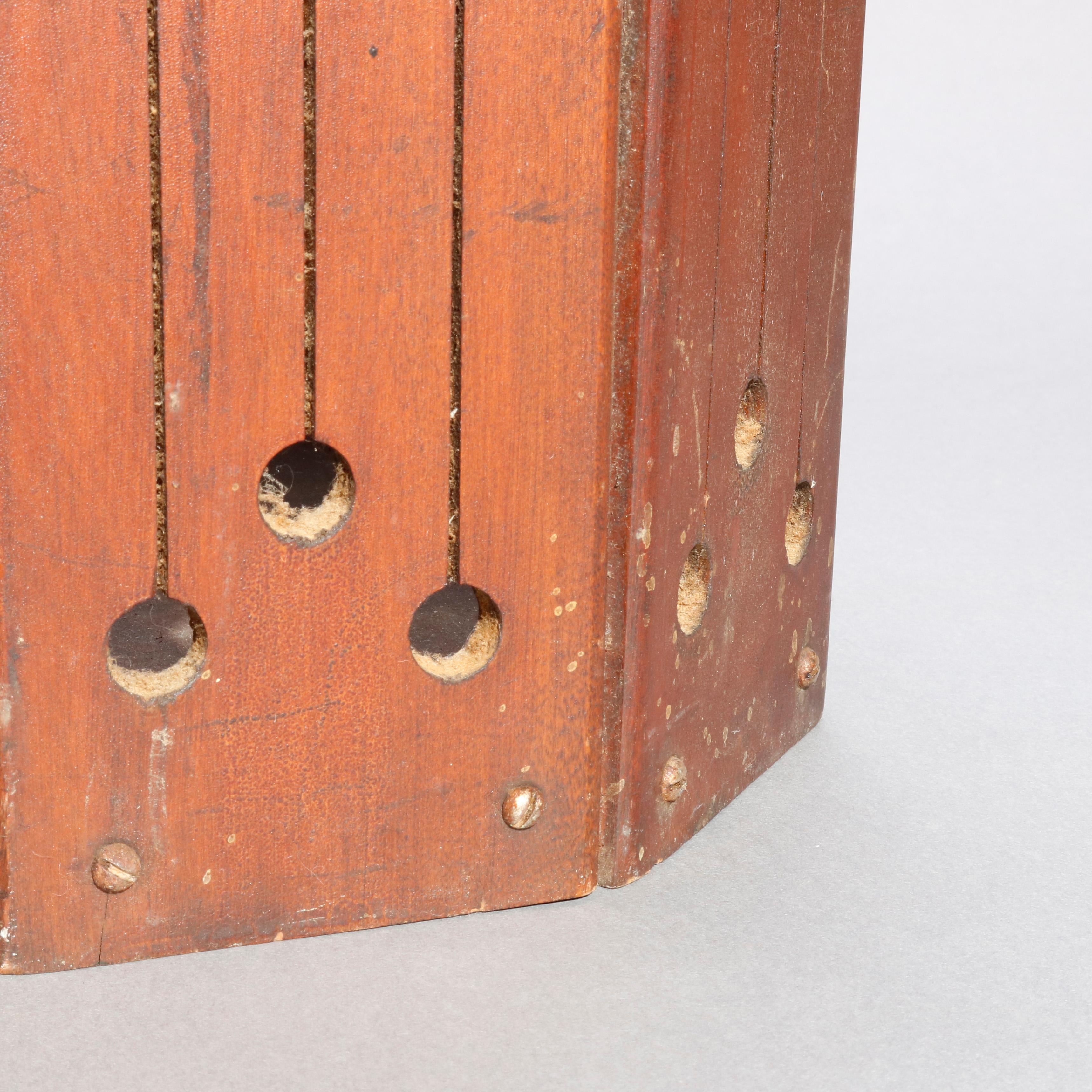 20th Century Antique Arts & Crafts Mission Mahogany Wastebasket with Stylized Cutouts