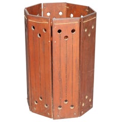 Antique Arts & Crafts Mission Mahogany Wastebasket with Stylized Cutouts