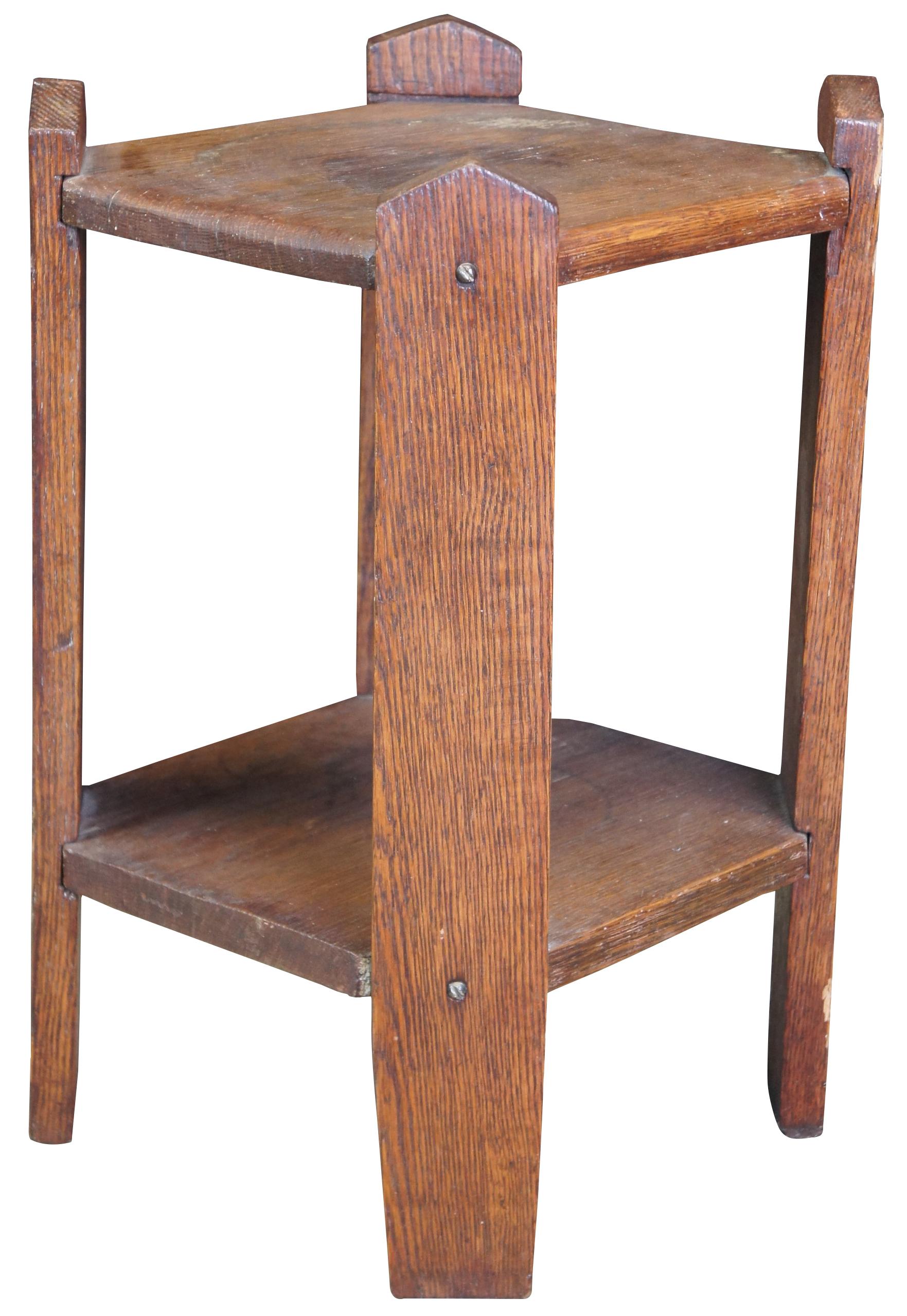 oak plant stand