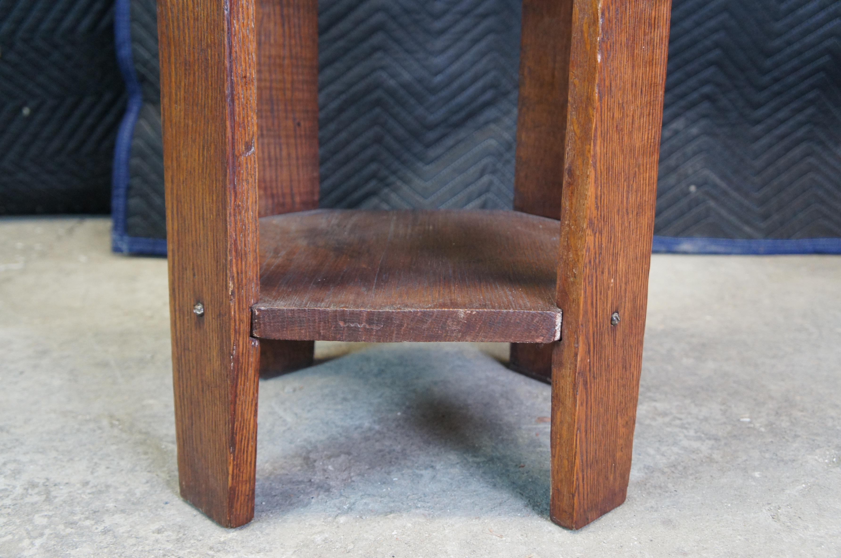 antique oak plant stand