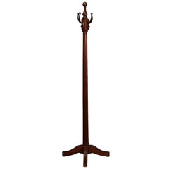 Antique Arts & Crafts Mission Oak and Brass Hat and Coat Rack, circa 1920