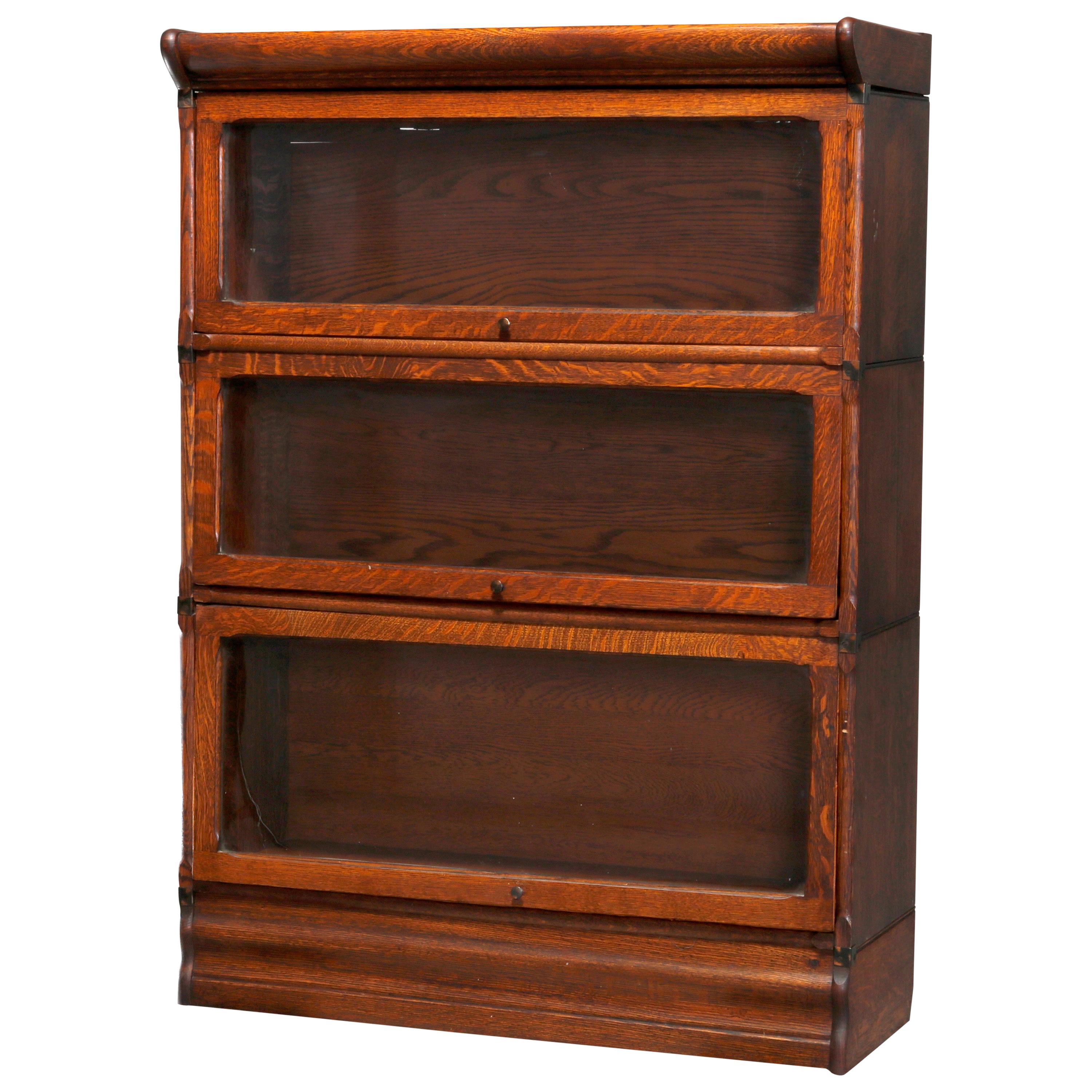 Antique Arts & Crafts Mission Oak Barrister Bookcase, circa 1910