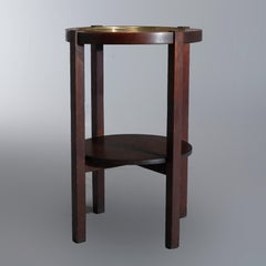 Arts & Crafts Mission Oak Brass Inset Fern Stand, Attr Stickely, circa 1910