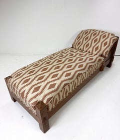 Lettino-chaise longue in rovere stile Mission, in stile Arts & Crafts d'epoca