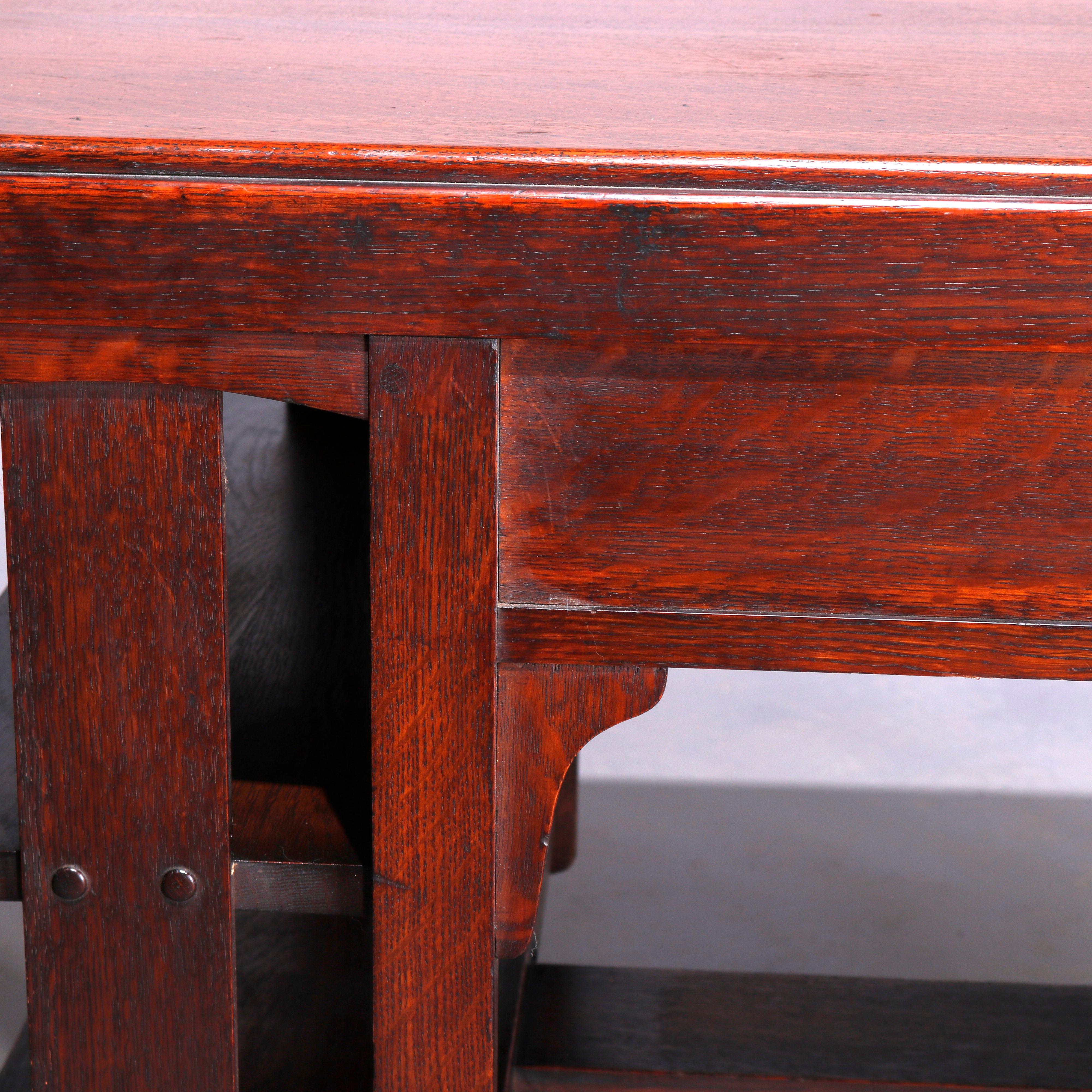 Antique Arts & Crafts Mission Oak Desk, Library Table, by Limbert, circa 1910 7