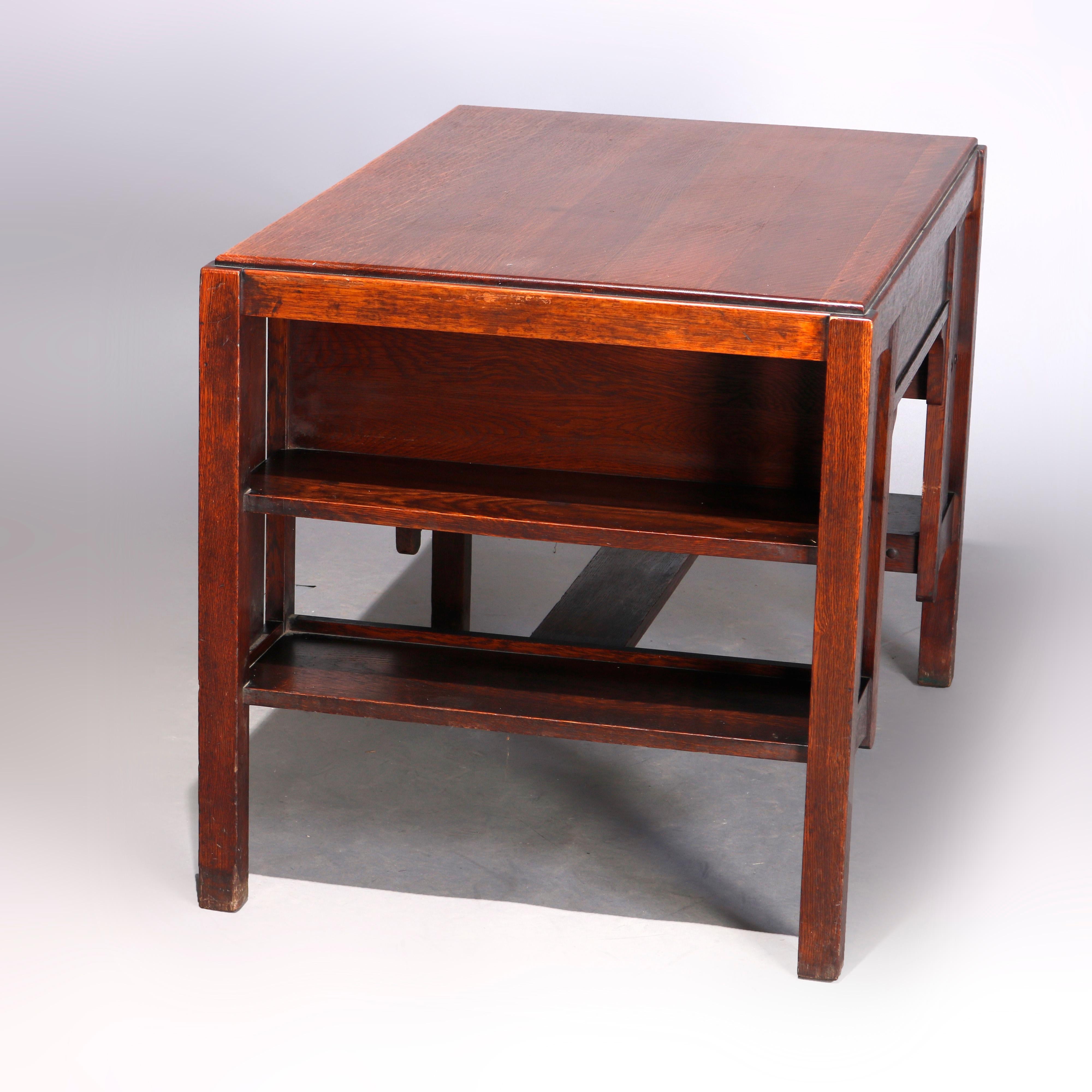 Arts and Crafts Antique Arts & Crafts Mission Oak Desk, Library Table, by Limbert, circa 1910