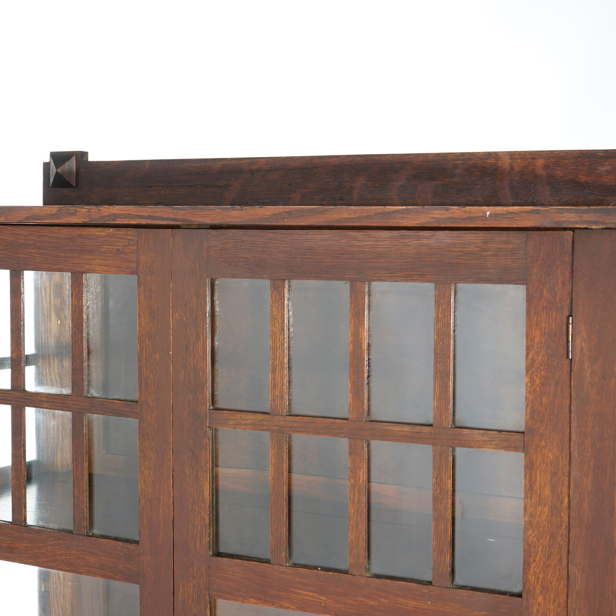 Antique Arts & Crafts Mission Oak Double-Door China Cabinet by Larkin, c1910 1