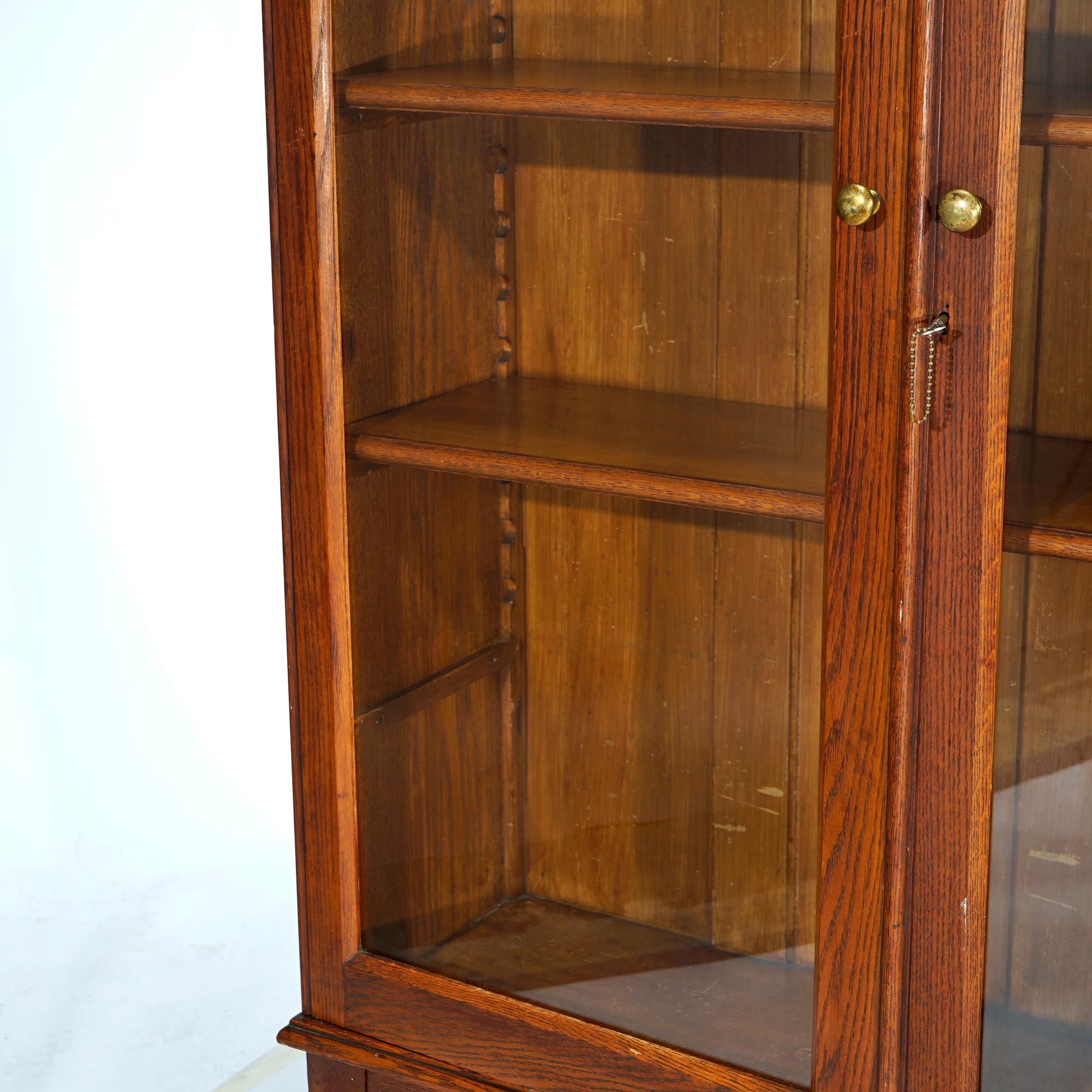 Antique Arts & Crafts Mission Oak Enclosed Bookcase Circa 1910 4