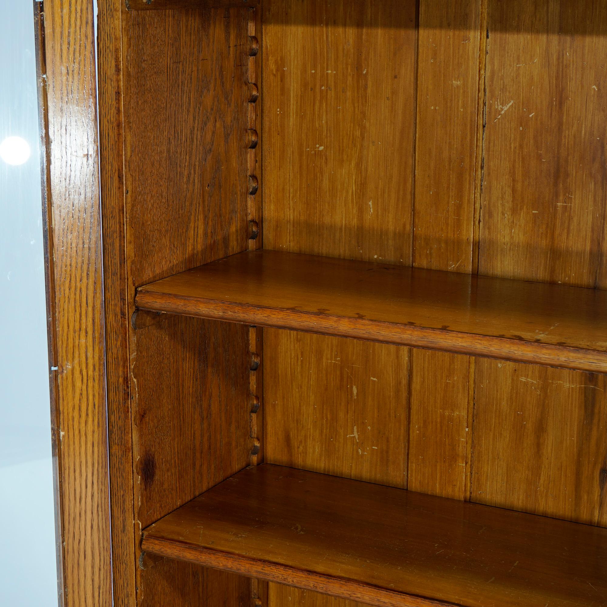 Antique Arts & Crafts Mission Oak Enclosed Bookcase Circa 1910 6