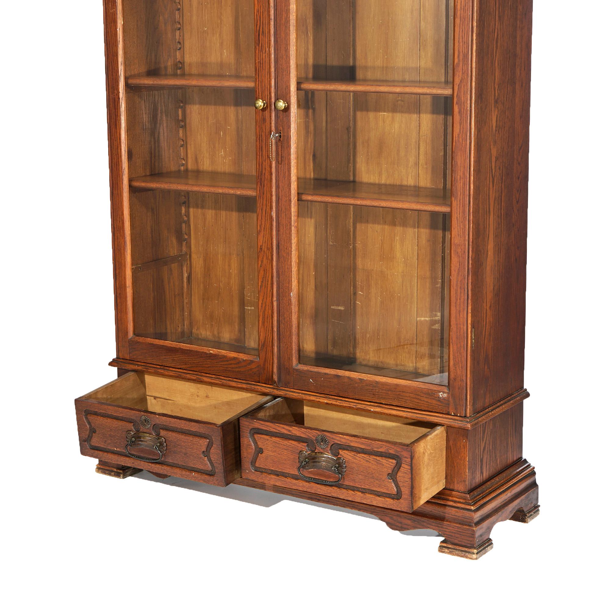 Antique Arts & Crafts Mission Oak Enclosed Bookcase Circa 1910 7