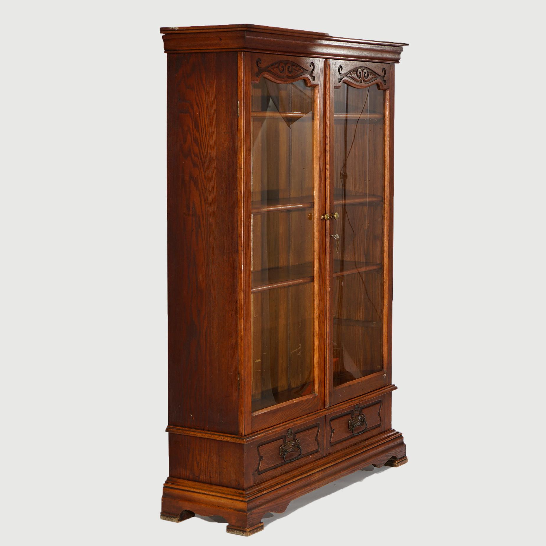 Arts and Crafts Antique Arts & Crafts Mission Oak Enclosed Bookcase Circa 1910