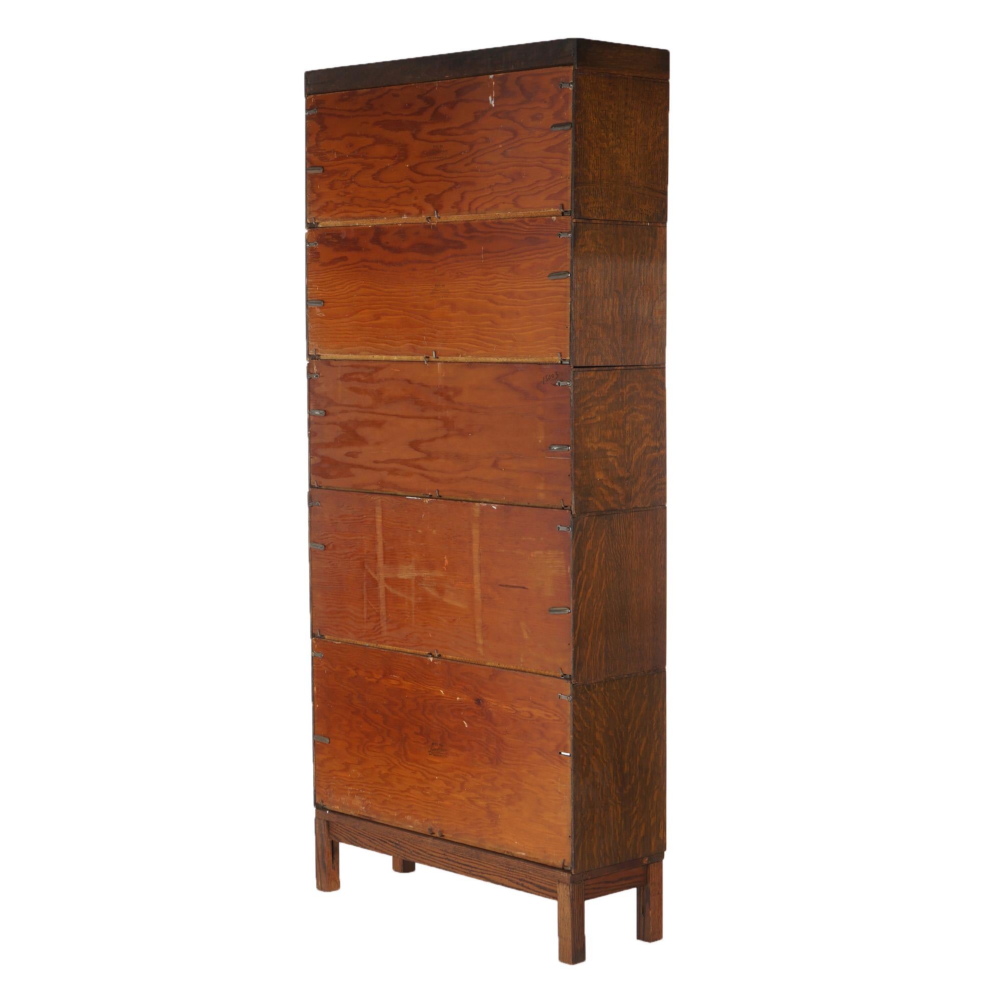 Antique Arts & Crafts Mission Oak Five Stack Barrister Bookcase C1910 5