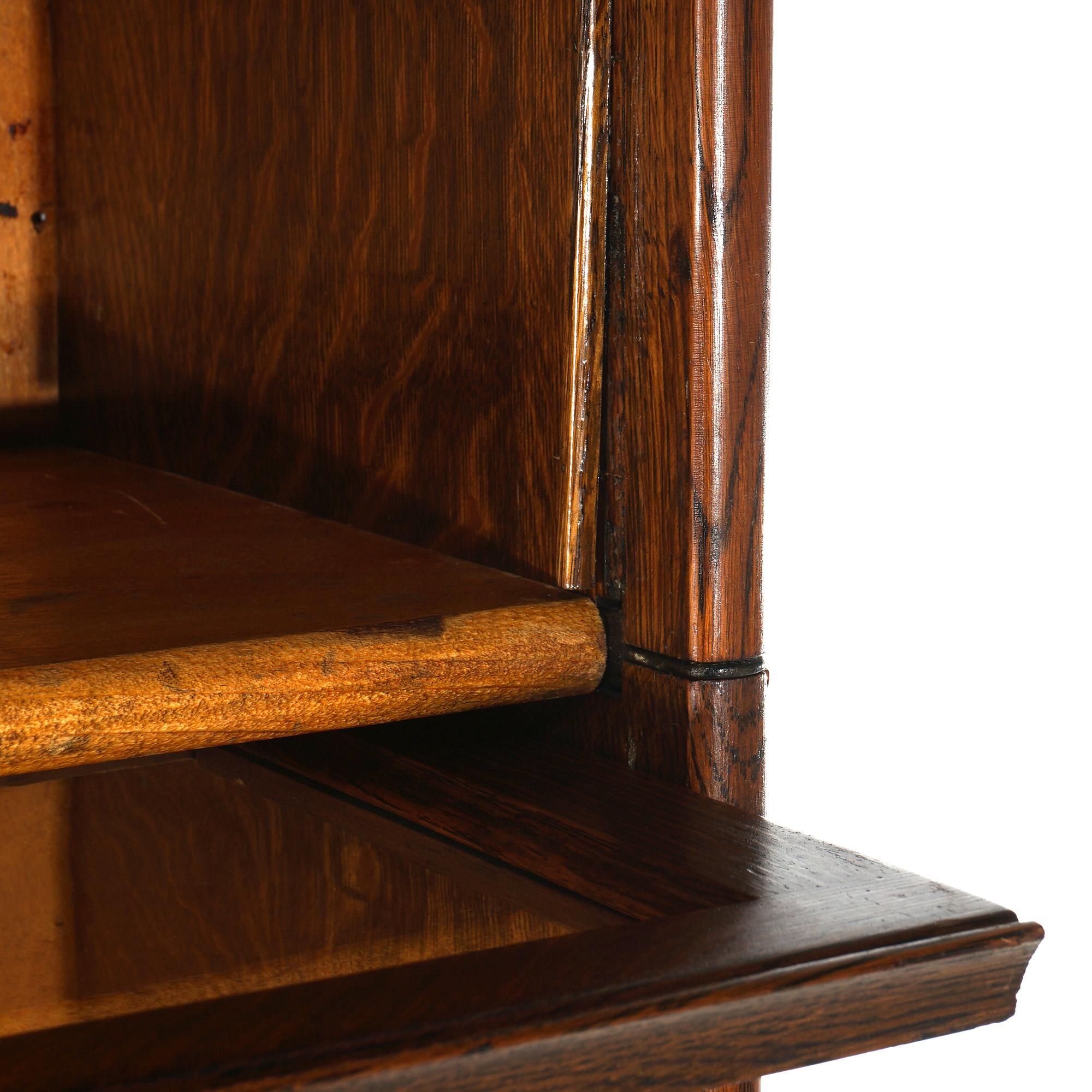 Antique Arts & Crafts Mission Oak Five-Stack Barrister Bookcase C1910 For Sale 9