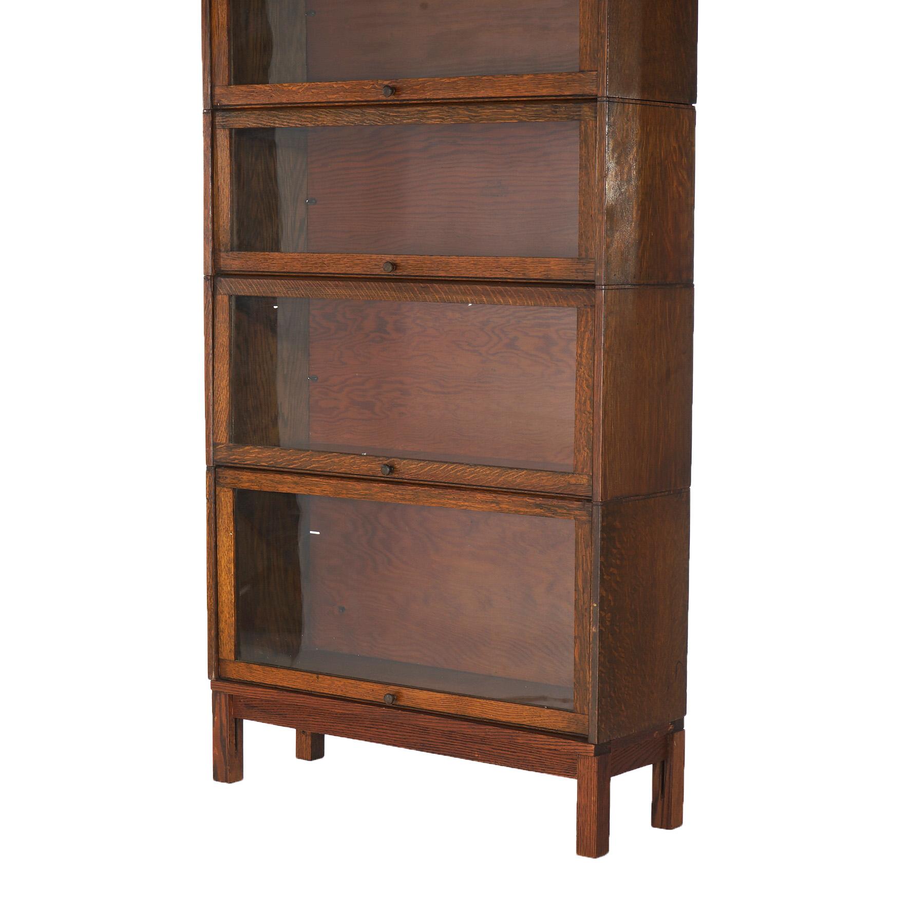 ***Reduced Delivery Rates - See Below or Click “Ask The Seller” to Request a Quote***

Antique Arts & Crafts Mission Oak Five Stack Barrister Bookcase with Pullout Glass Doors and Raised on Square Straight Legs C1910

Measures - overall 74