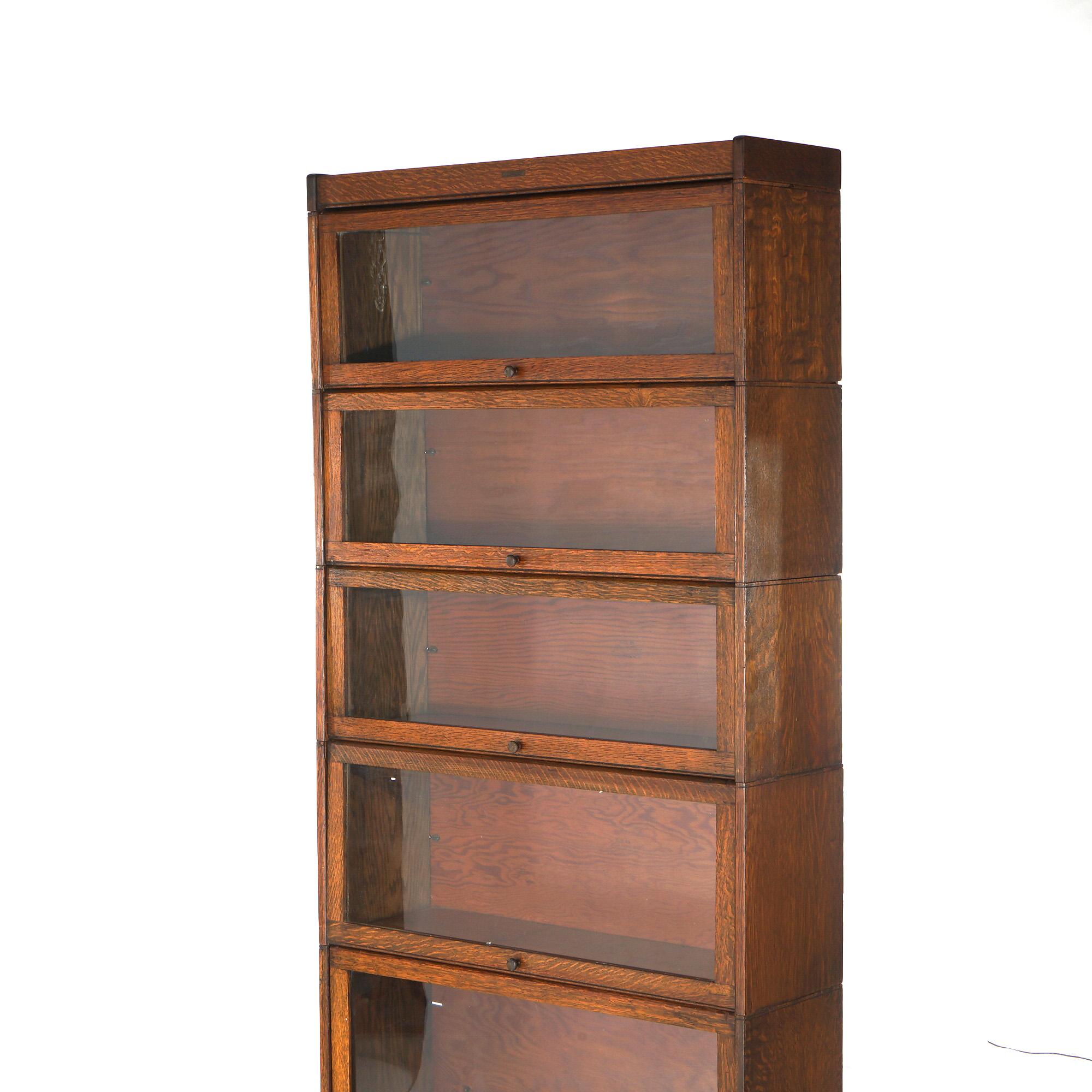 20th Century Antique Arts & Crafts Mission Oak Five Stack Barrister Bookcase C1910