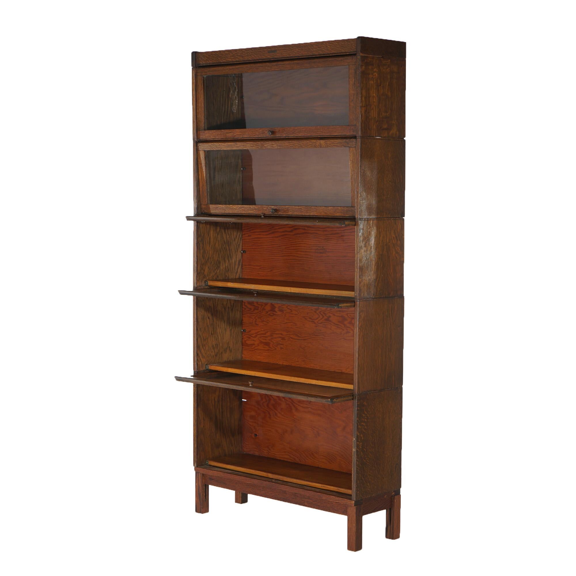 Antique Arts & Crafts Mission Oak Five Stack Barrister Bookcase C1910 1