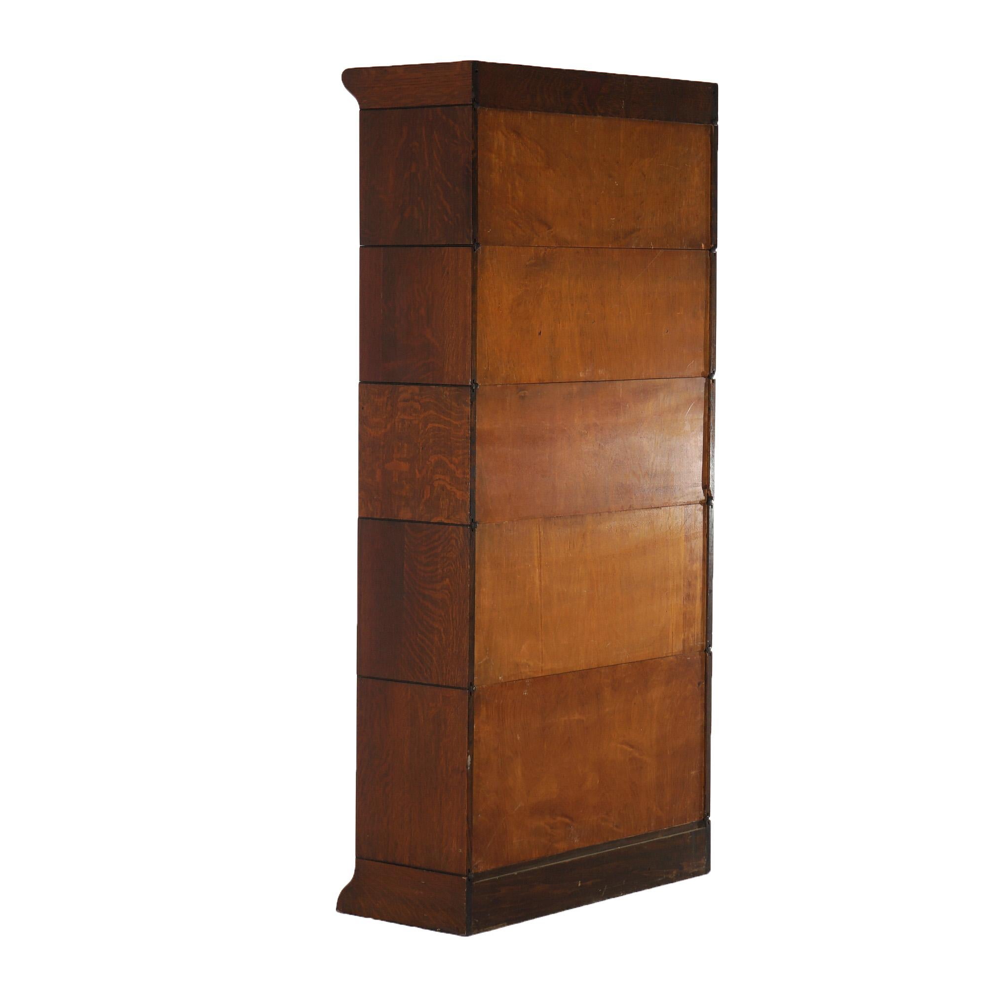 Antique Arts & Crafts Mission Oak Five-Stack Barrister Bookcase C1910 For Sale 2