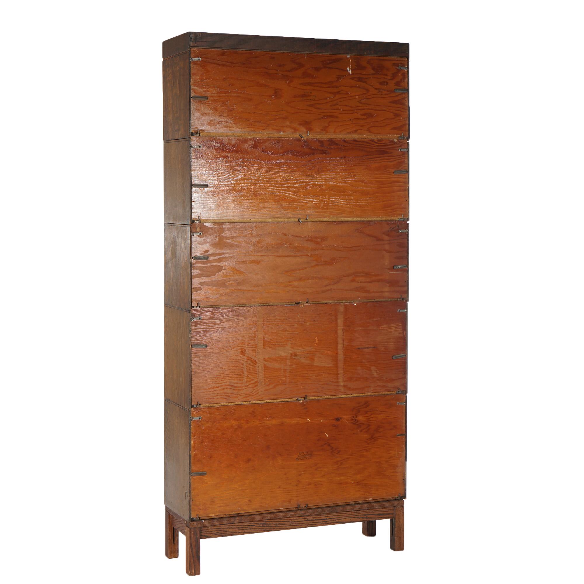 Antique Arts & Crafts Mission Oak Five Stack Barrister Bookcase C1910 4